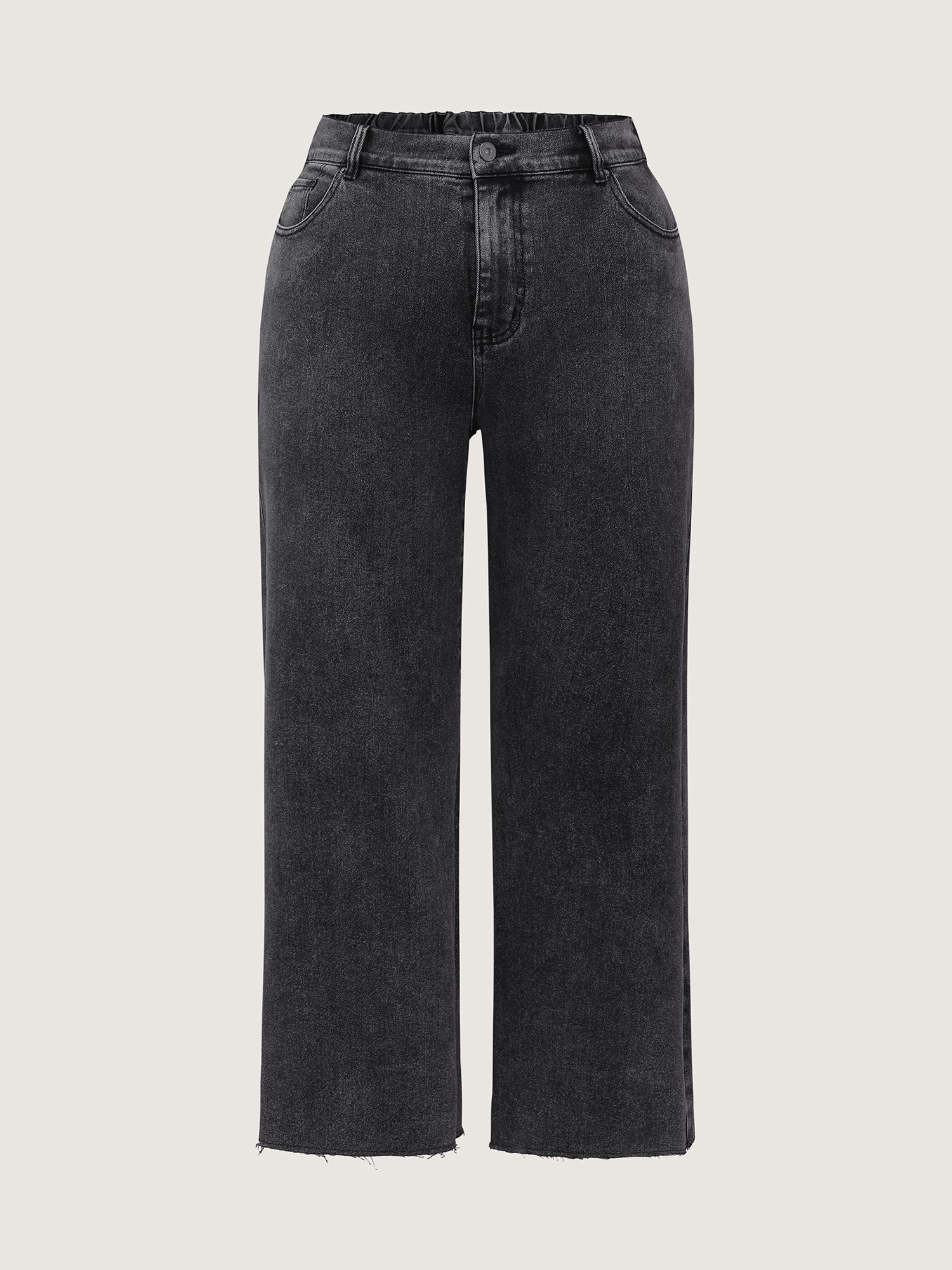Vintage Wash Stretchy Waistband Wide-Leg Jeans - Image 8