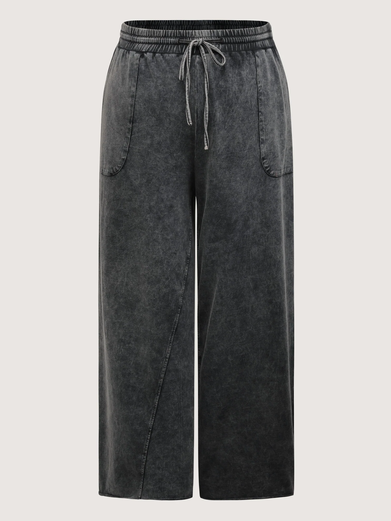 Vintage Washed Drawstring Wide Leg Pants - Image 8