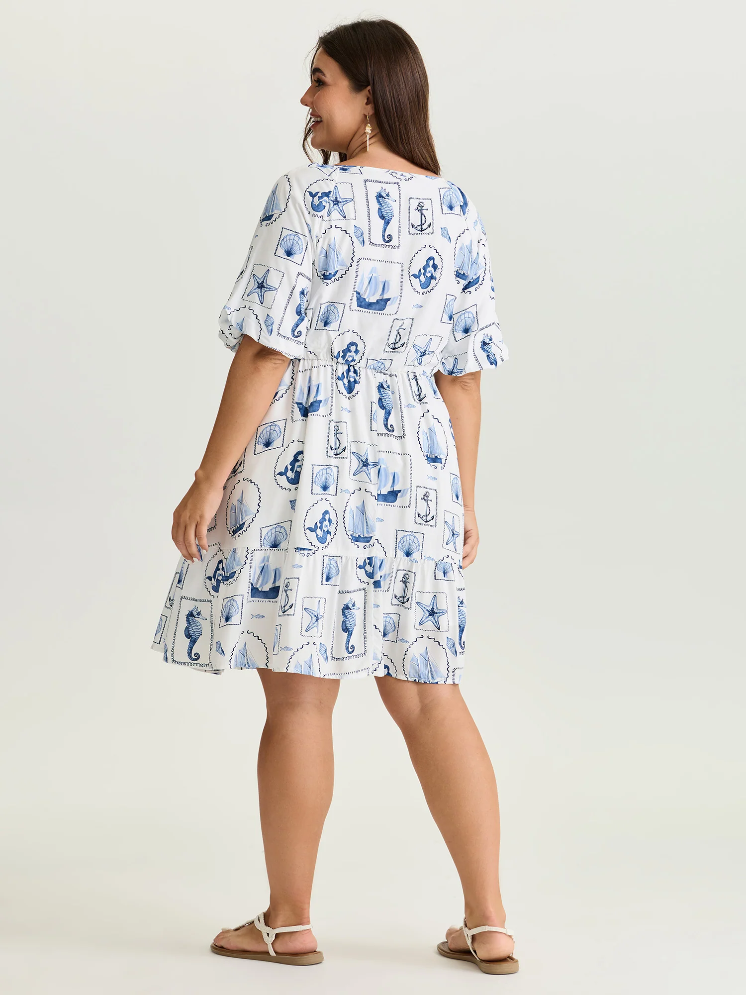 Vitamin-Sea Print Ruched Mini Dress - Image 4