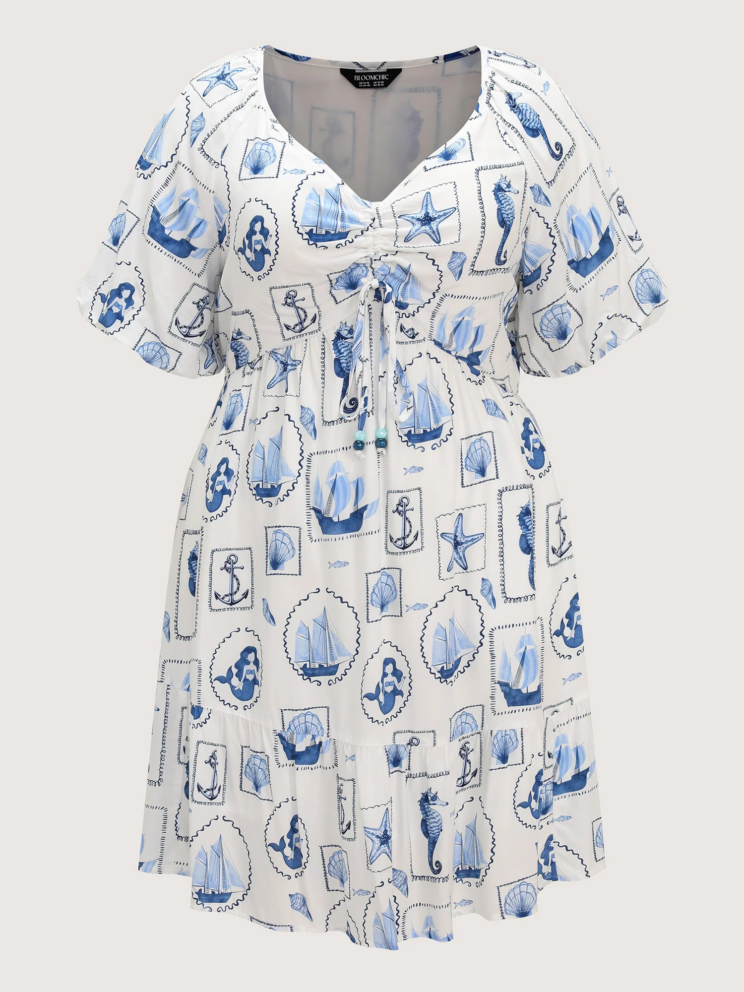 Vitamin-Sea Print Ruched Mini Dress - Image 7