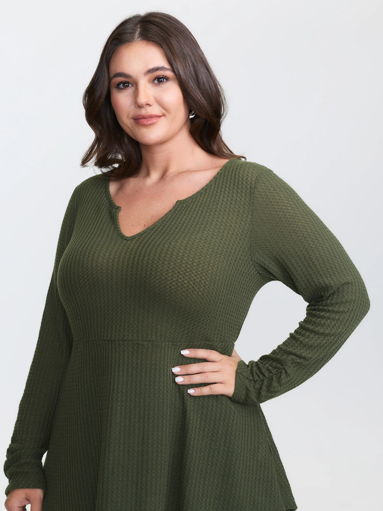 Waffle Backless Tie Curvy Hem Top - Image 3