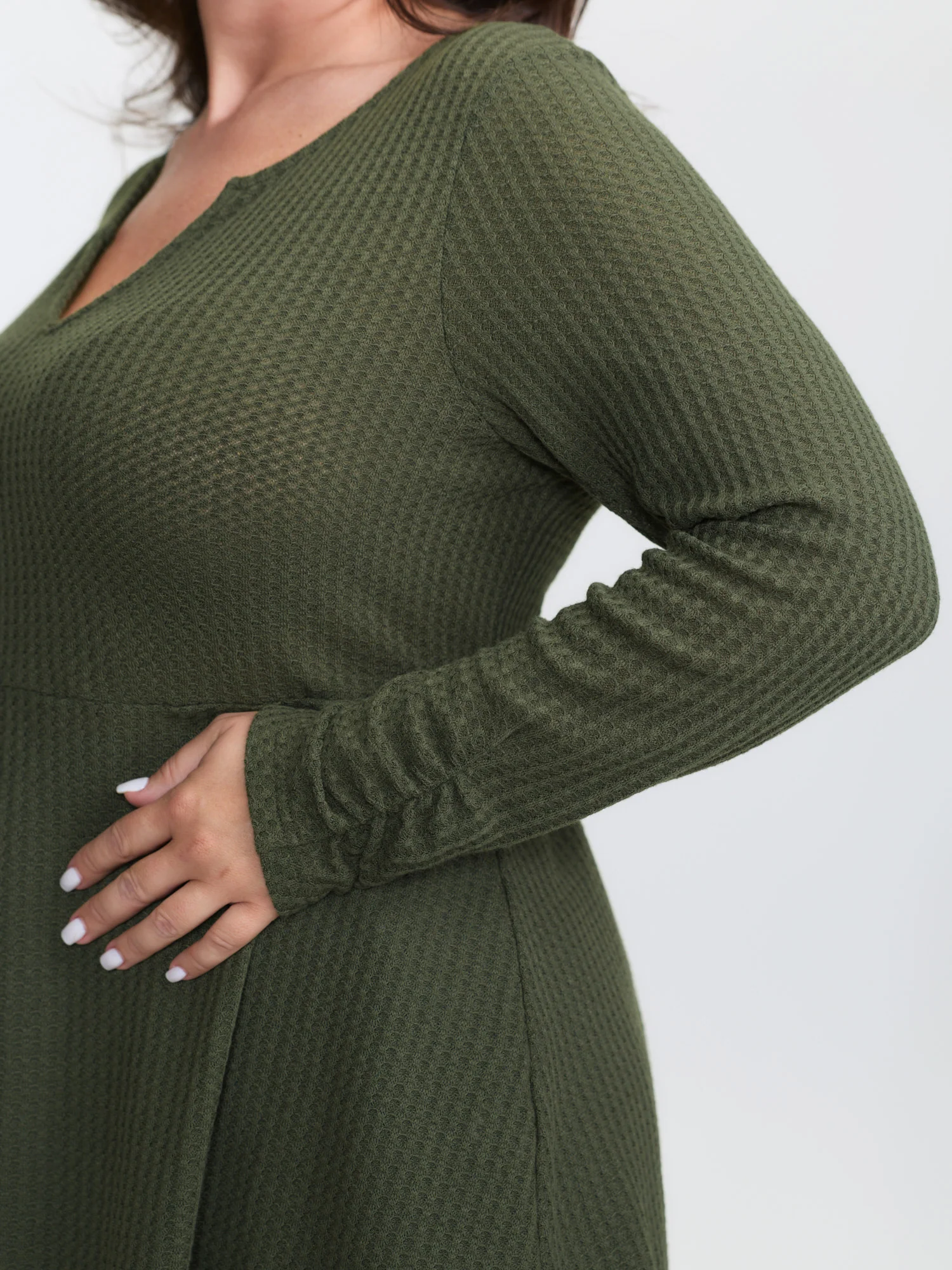 Waffle Backless Tie Curvy Hem Top - Image 5