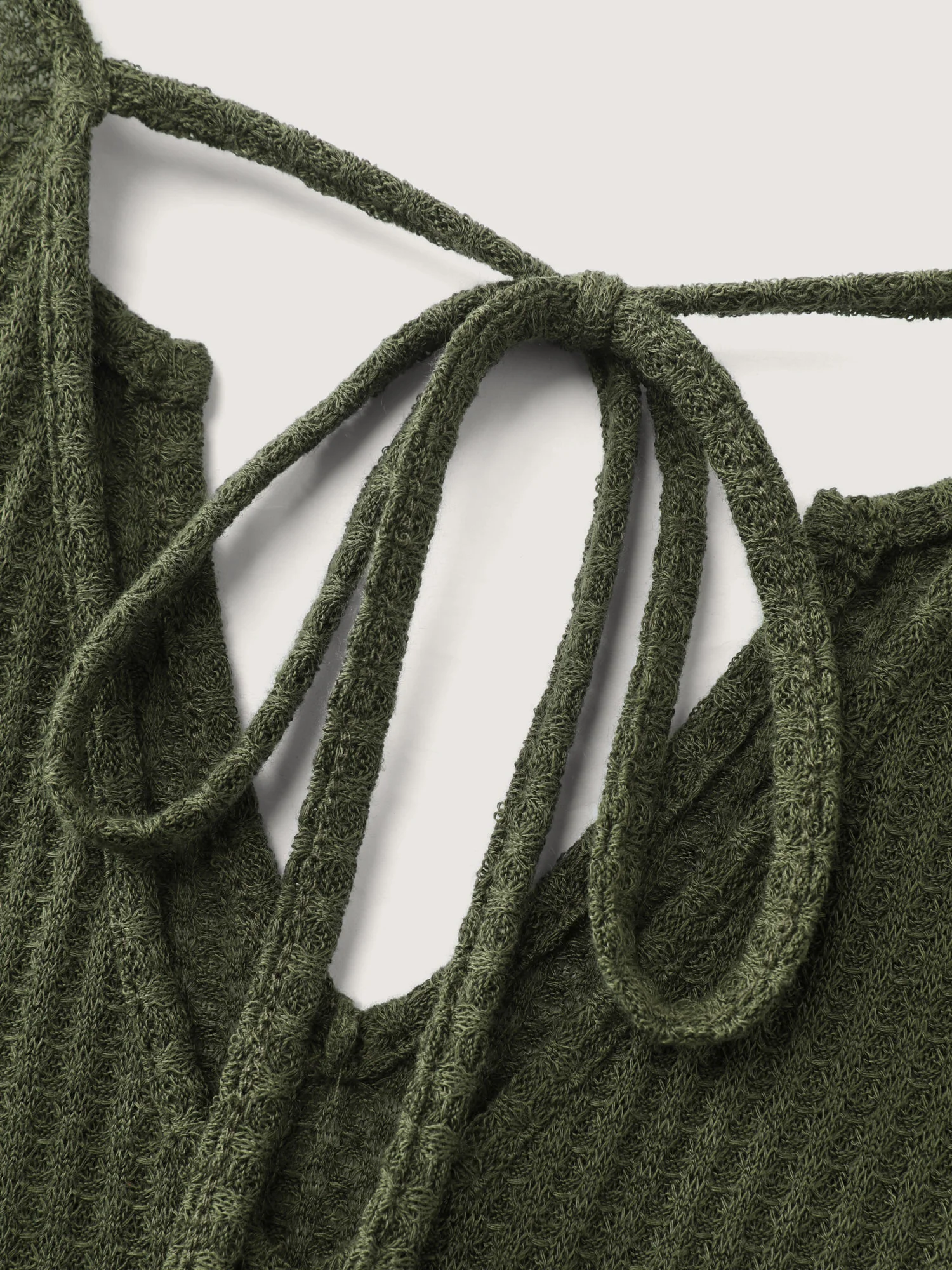 Waffle Backless Tie Curvy Hem Top - Image 7