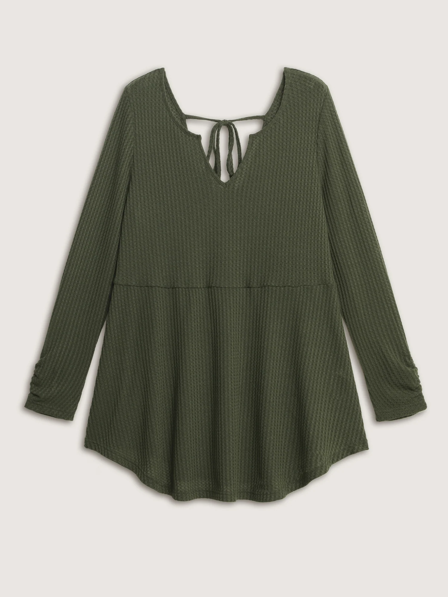 Waffle Backless Tie Curvy Hem Top - Image 9