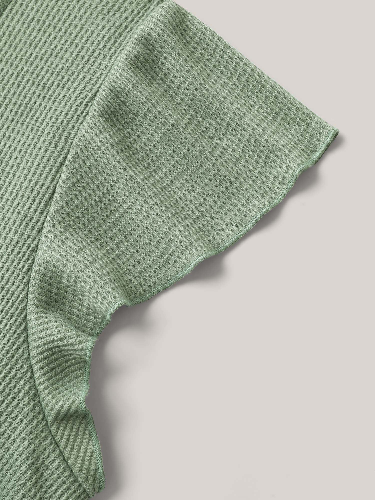 Waffle Flutter Sleeve Stretchy Plain Top - Image 7