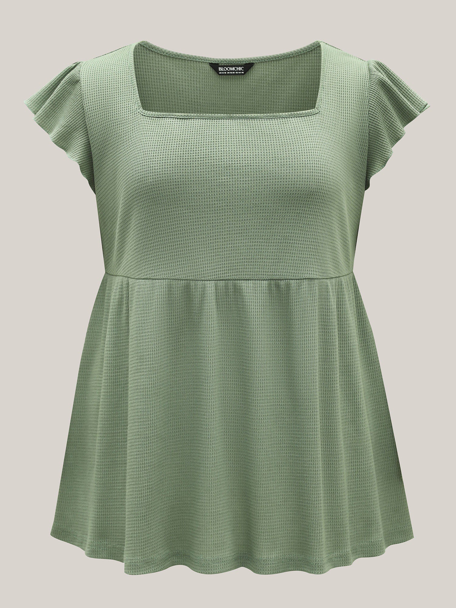 Waffle Flutter Sleeve Stretchy Plain Top - Image 8