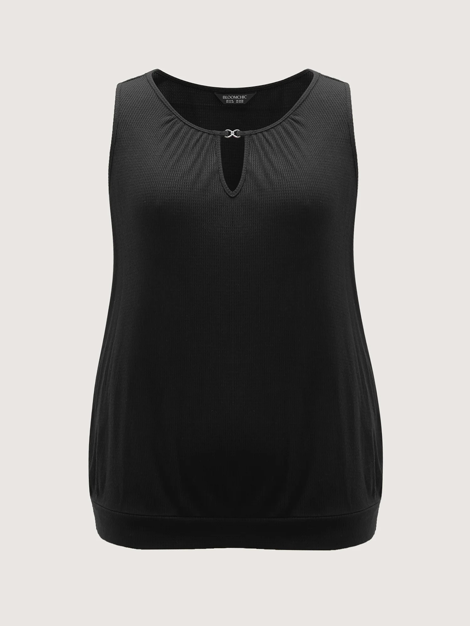 Waffle Grid Neck Cut-Out Tank Top - Image 6
