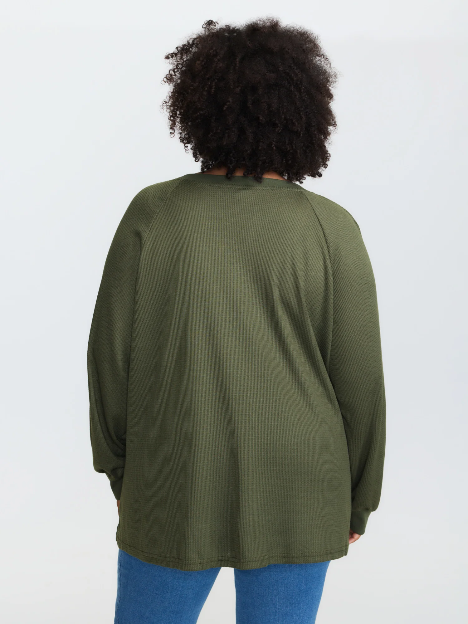 Waffle Grid Notched Collar Lace Sweatshirt - Image 16