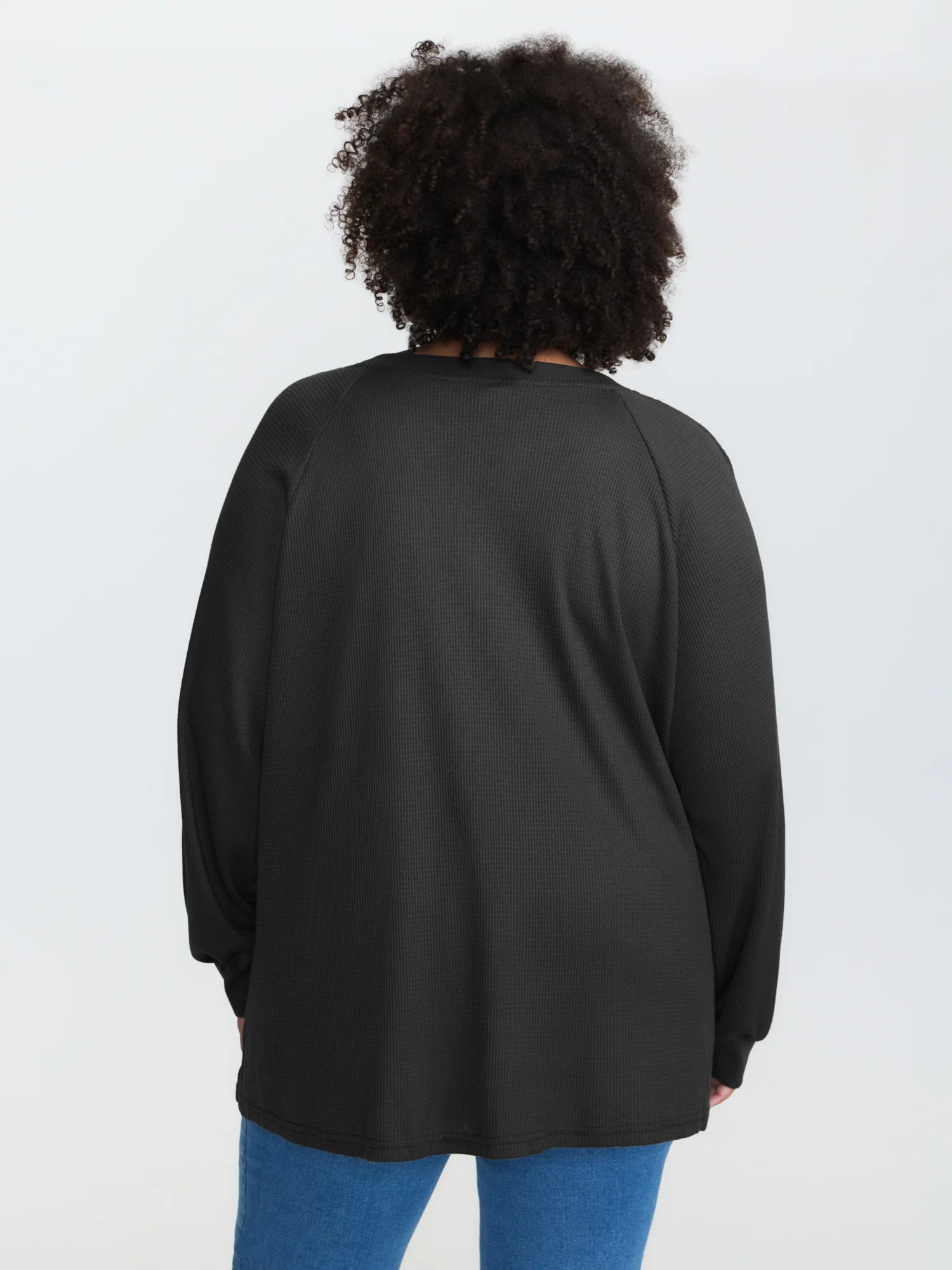 Waffle Grid Notched Collar Lace Sweatshirt - Image 20