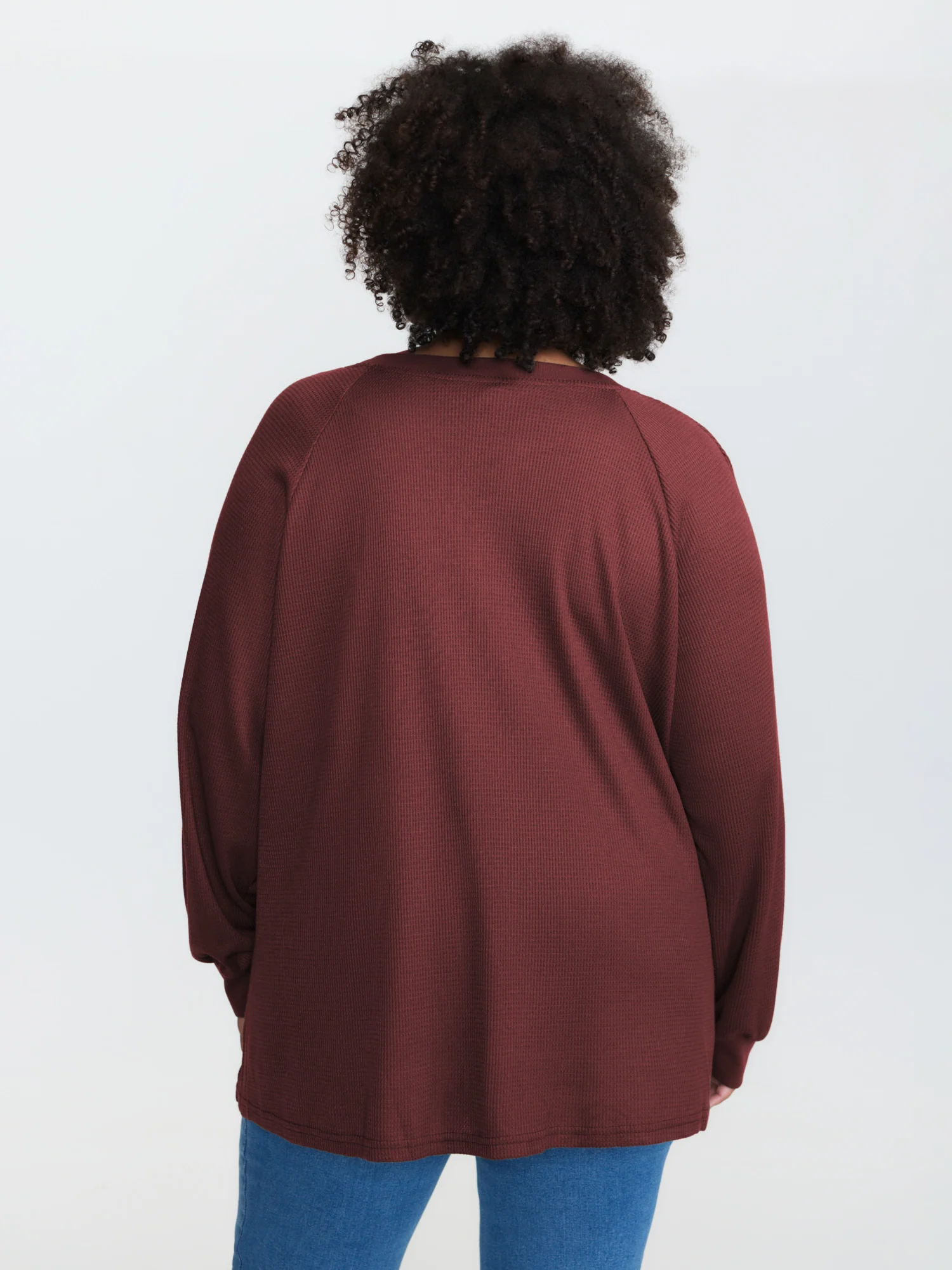 Waffle Grid Notched Collar Lace Sweatshirt - Image 24