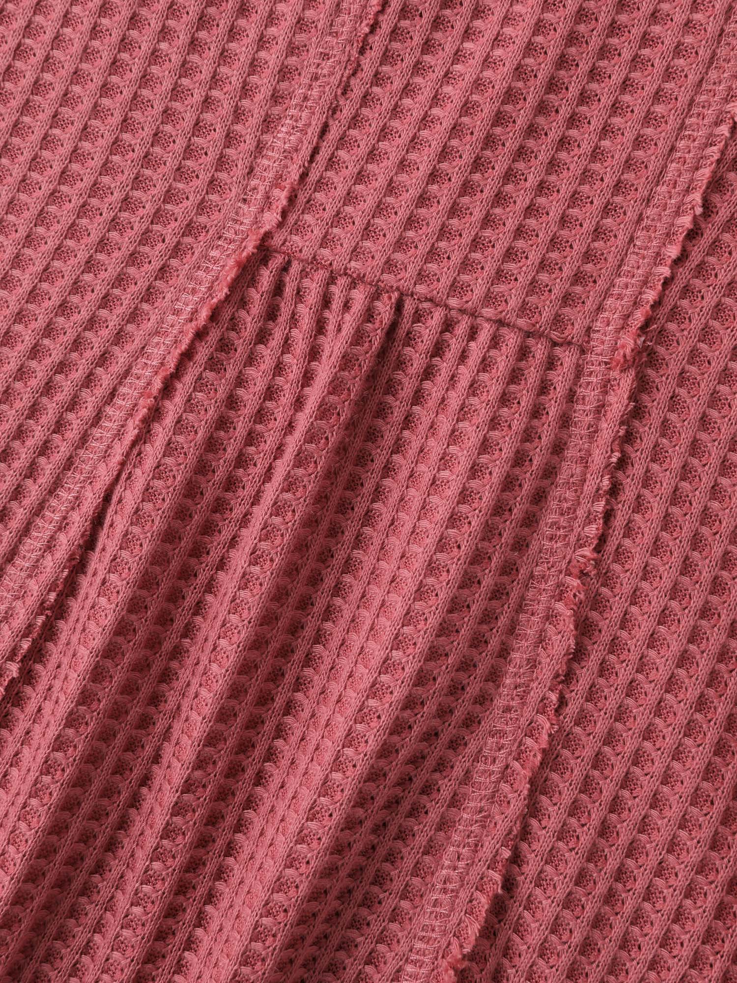Waffle Grid Side Slit Flared T-Shirt - Image 5