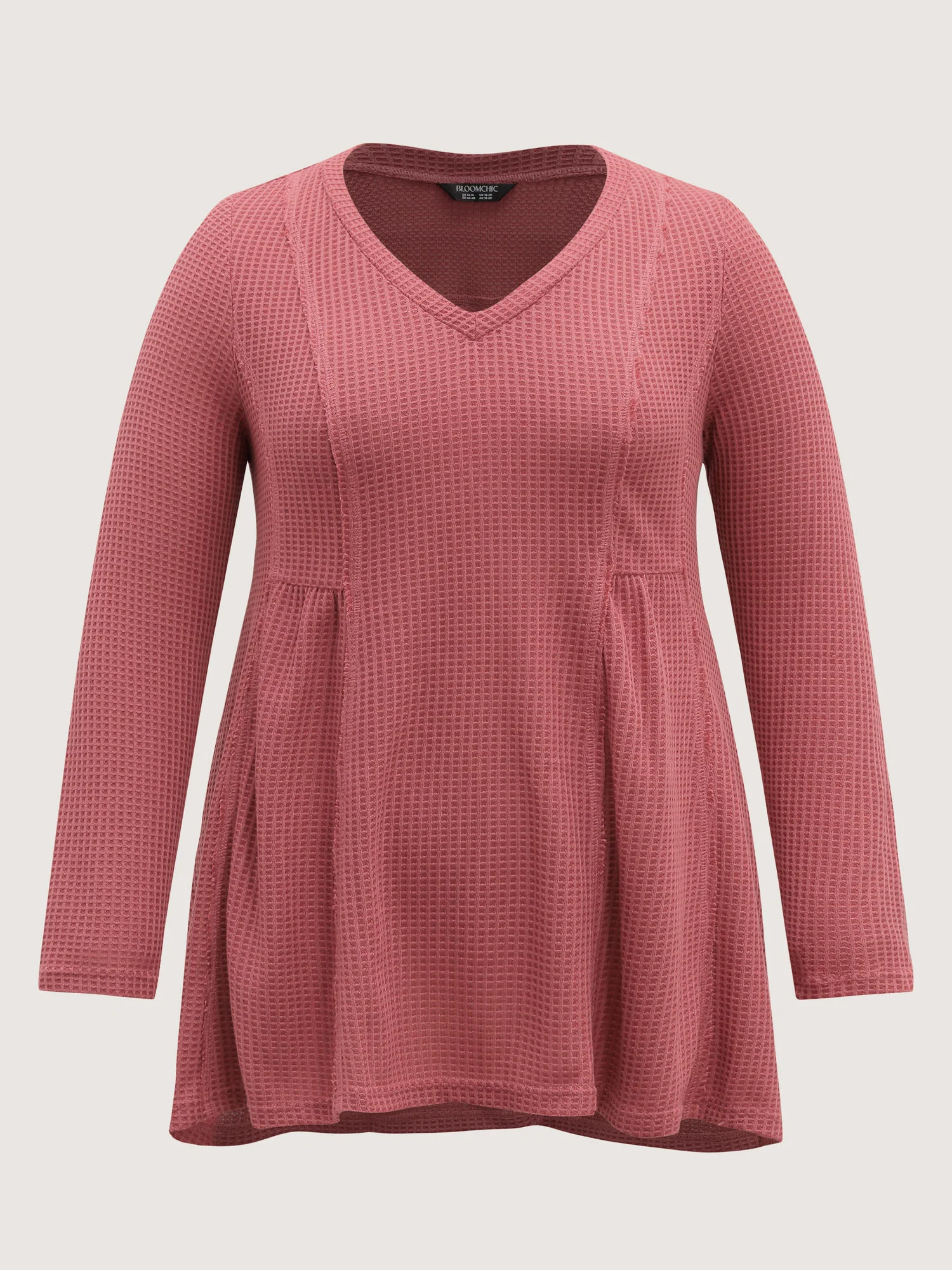 Waffle Grid Side Slit Flared T-Shirt - Image 7