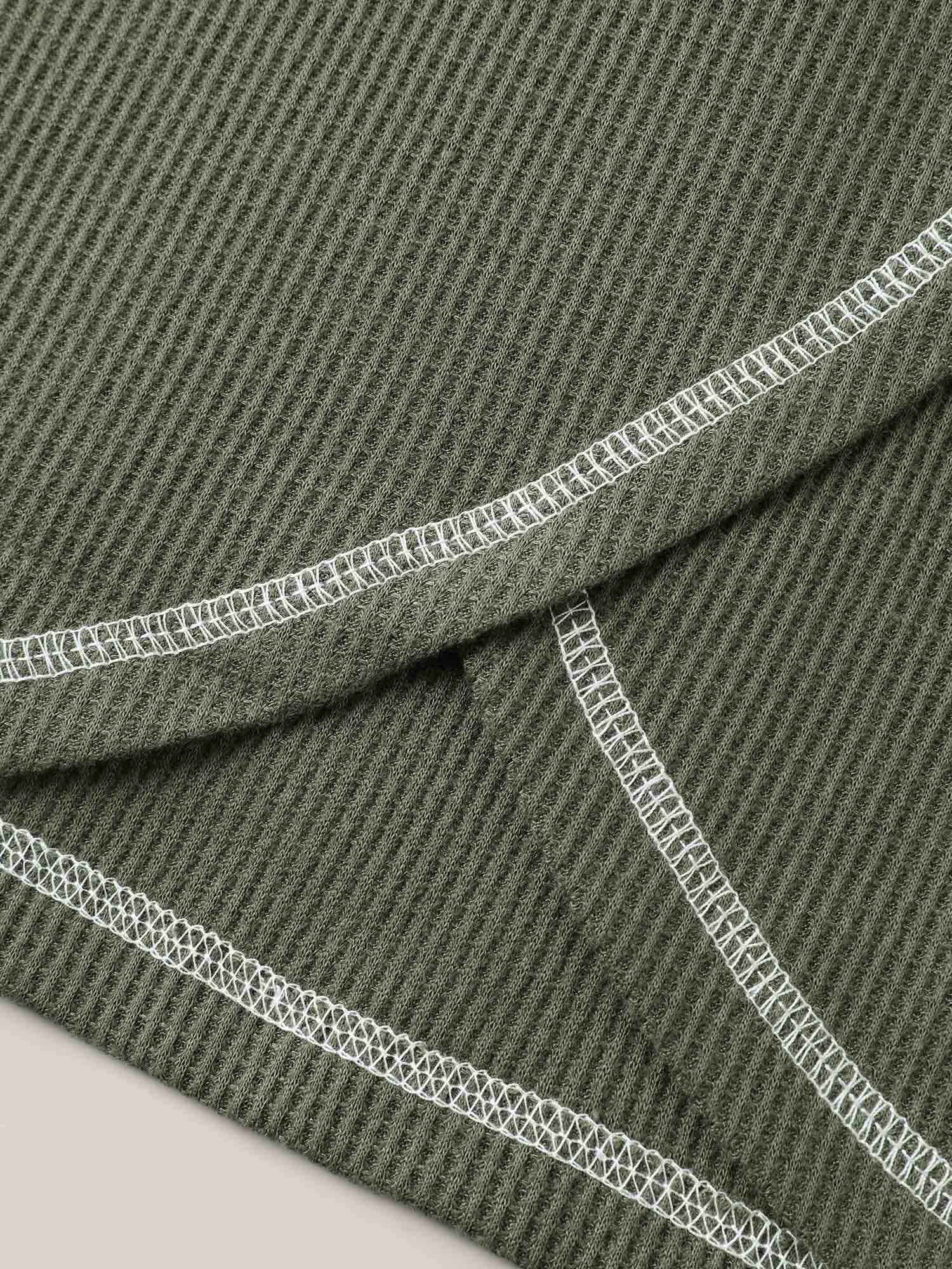 Waffle High Low Hem Zipper T-Shirt - Image 5