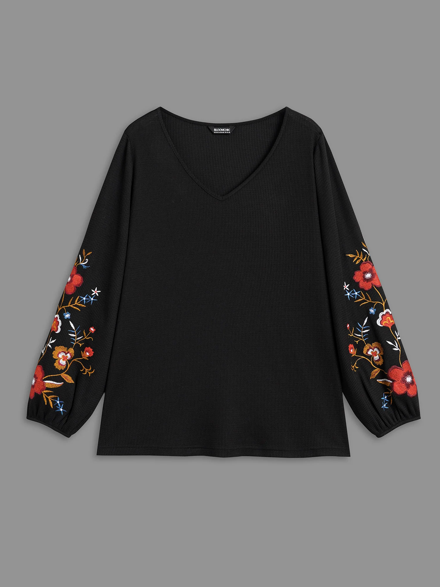 Waffle Knit Floral Embroidered Top - Image 7