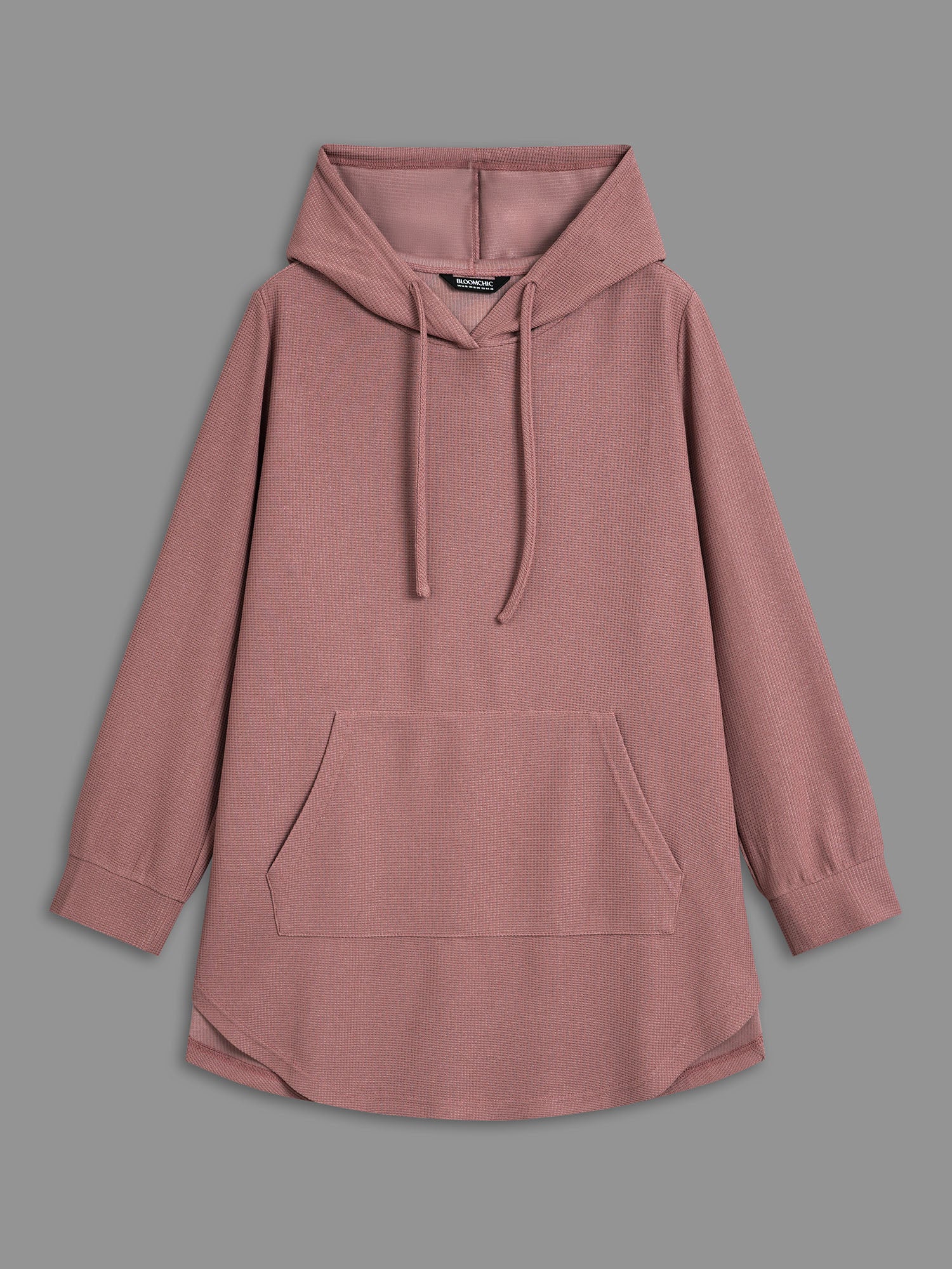Waffle Knit Hooded Drawstring Sweatshirt - Image 7