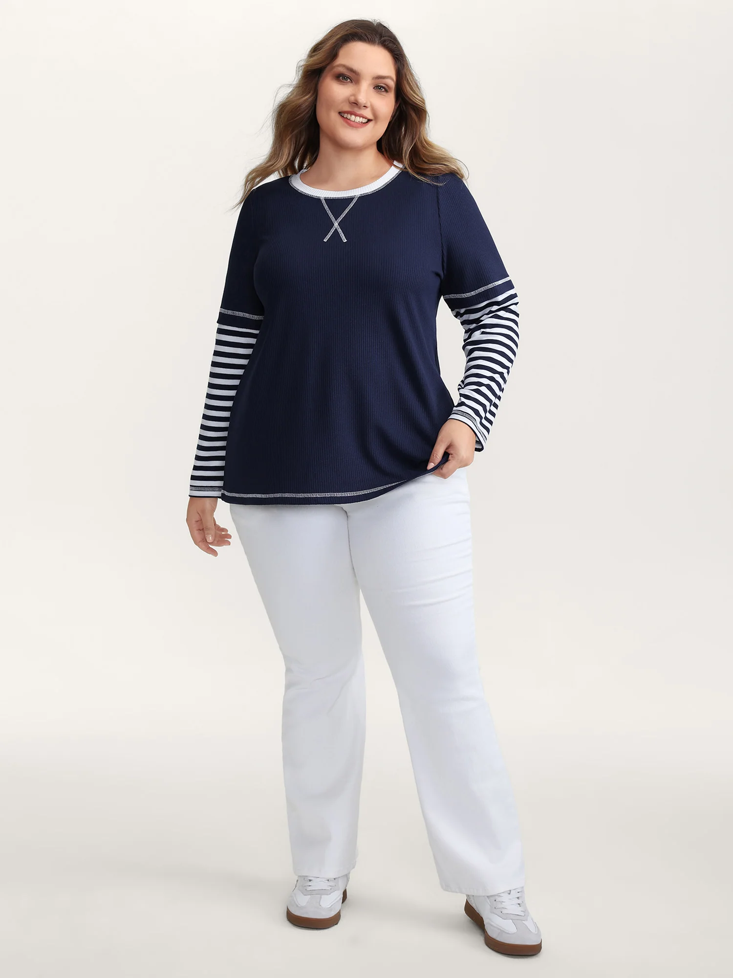 Waffle Layered Color Contrast T-Shirt - Image 3