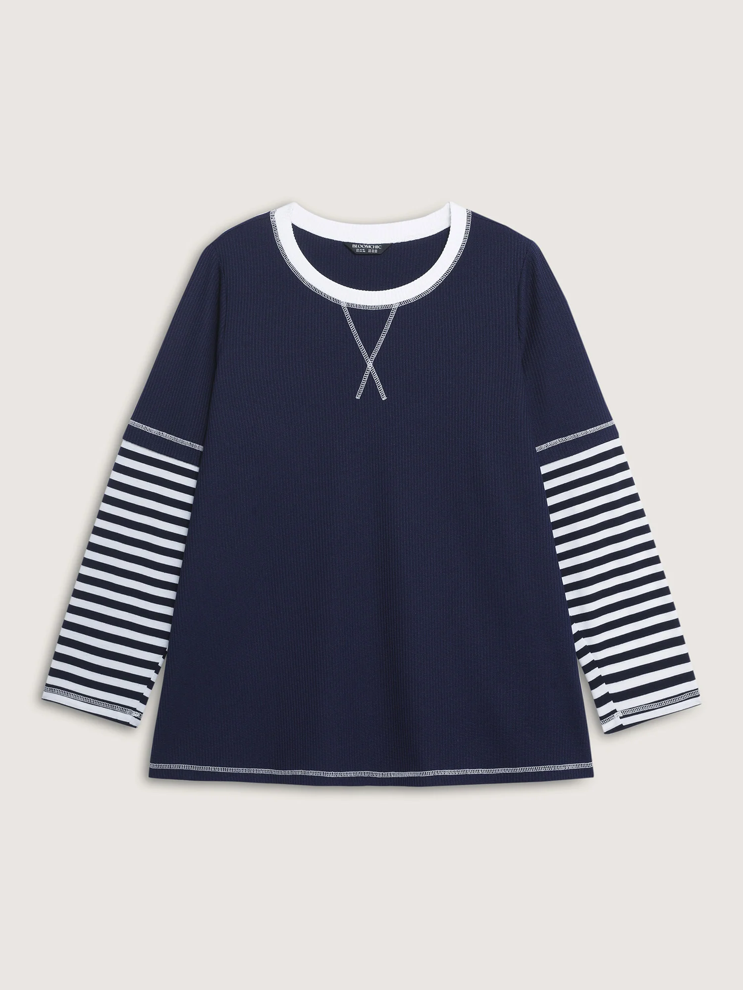 Waffle Layered Color Contrast T-Shirt - Image 7
