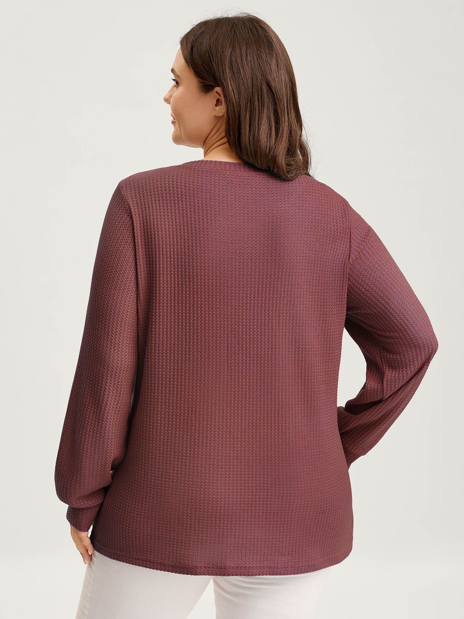 Waffle Spliced Floral Lace Sweatshirt - Image 11