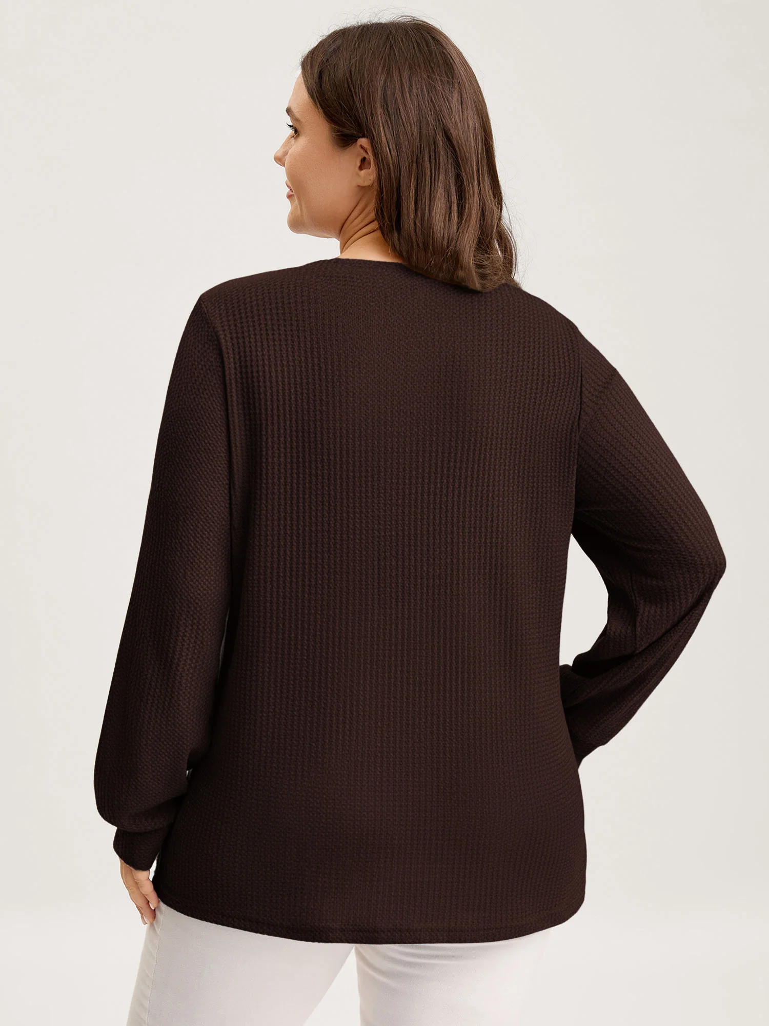 Waffle Spliced Floral Lace Sweatshirt - Image 15