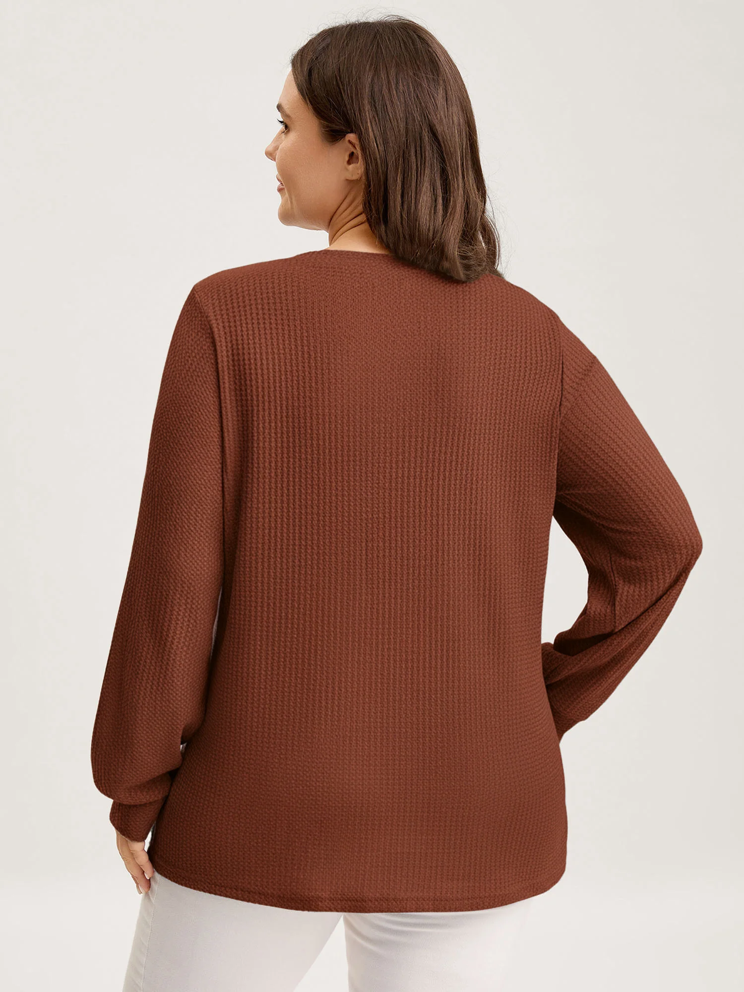 Waffle Spliced Floral Lace Sweatshirt - Image 19