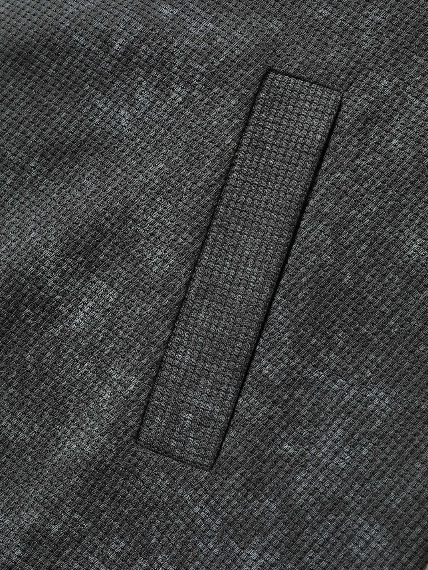 Waffle Texture Solid Zipper Hoodie - Image 7