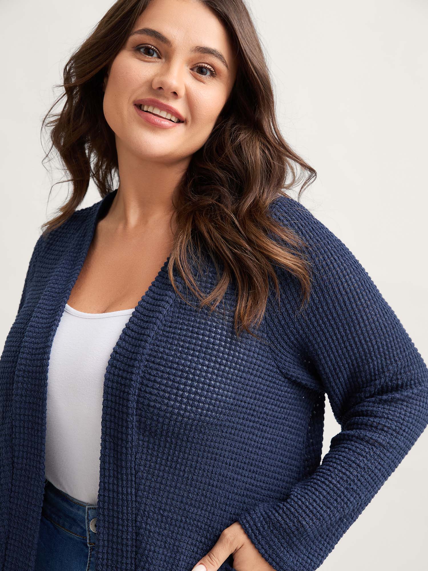 Waffle Textured Arc Hem Jacket