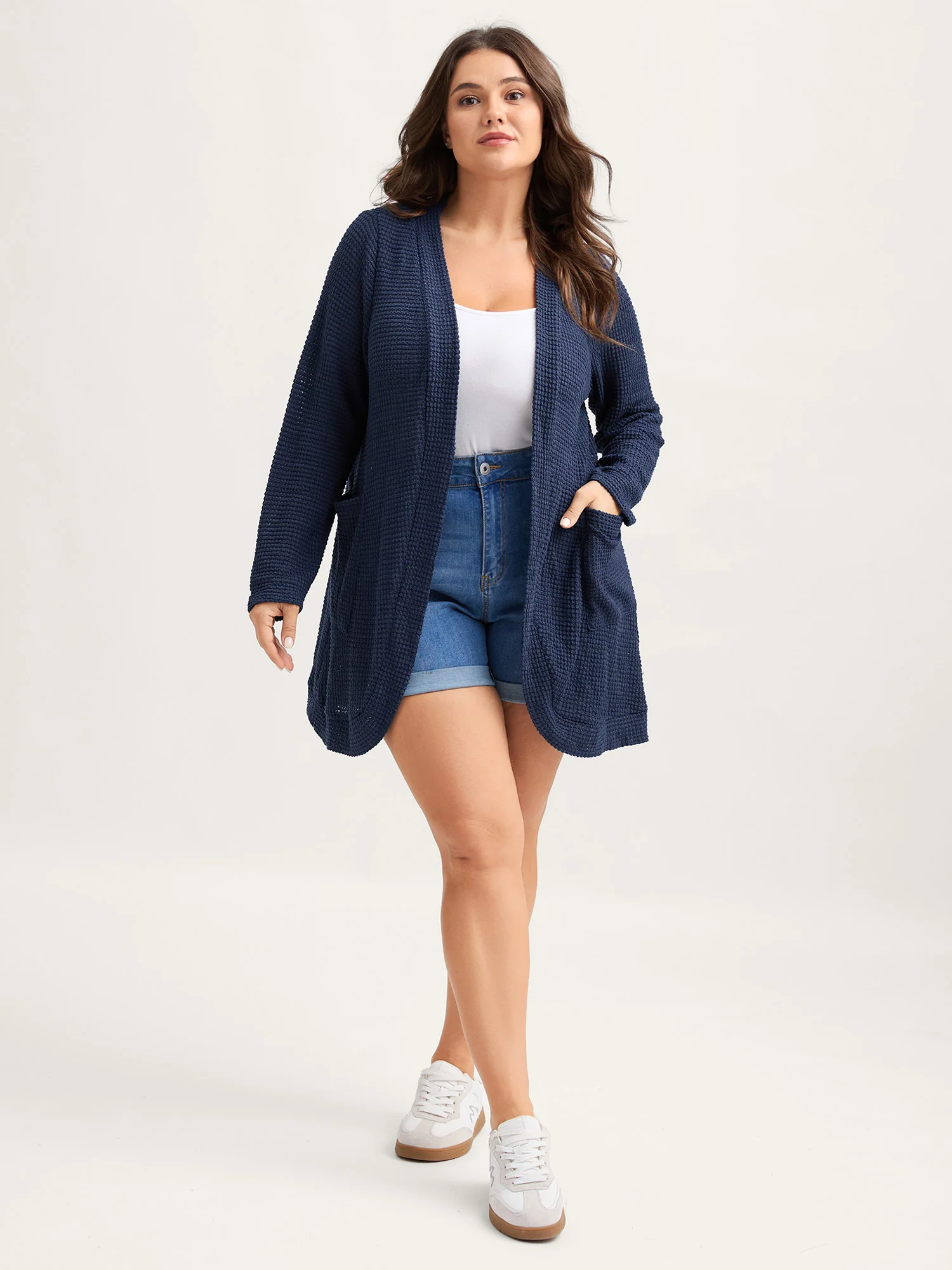 Waffle Textured Arc Hem Jacket - Image 3