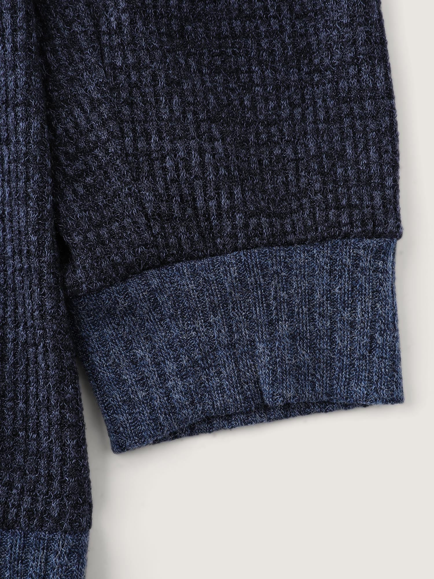 Waffle Textured Drape Turtleneck Sweatshirt - Image 5