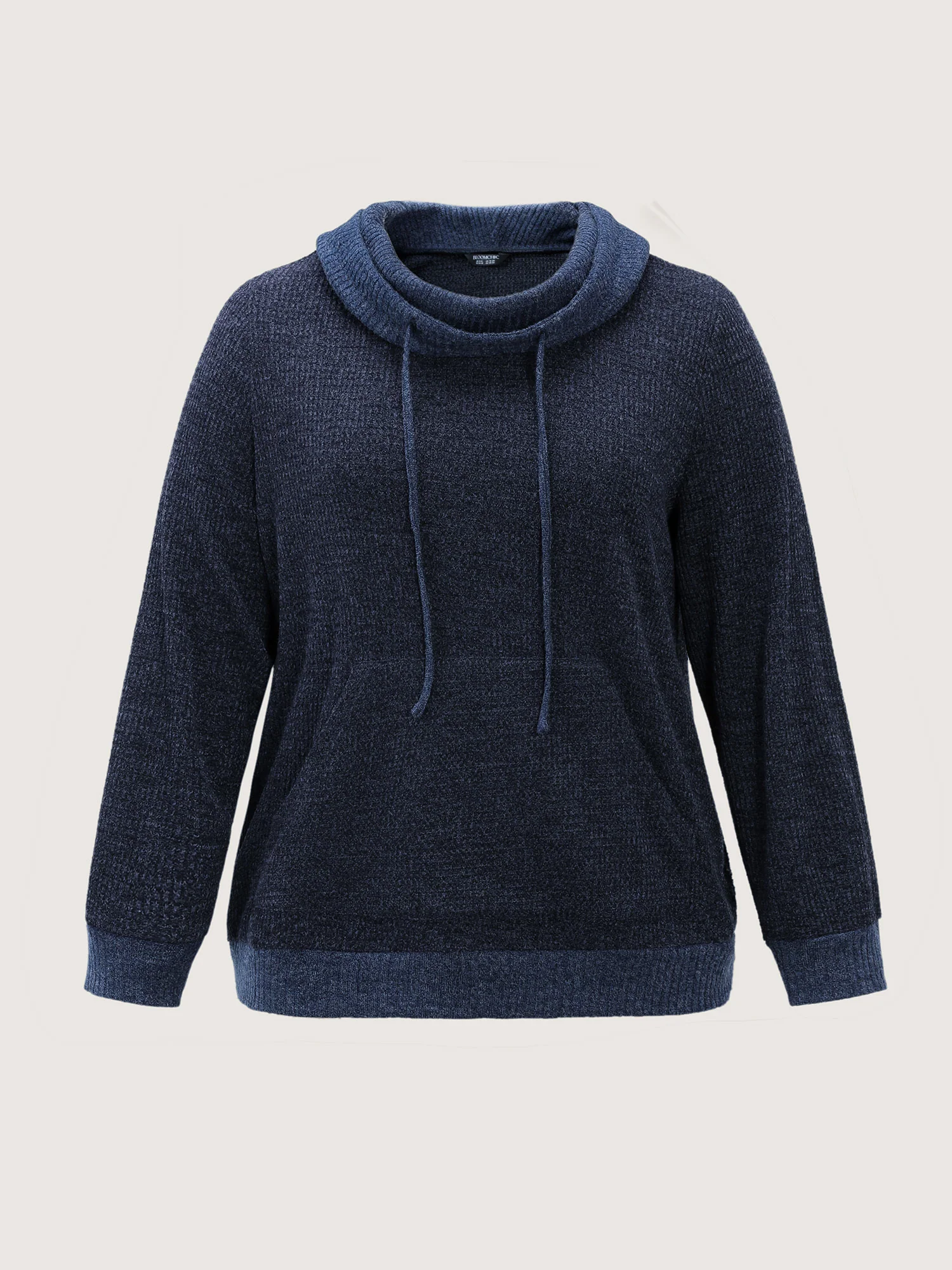 Waffle Textured Drape Turtleneck Sweatshirt - Image 7