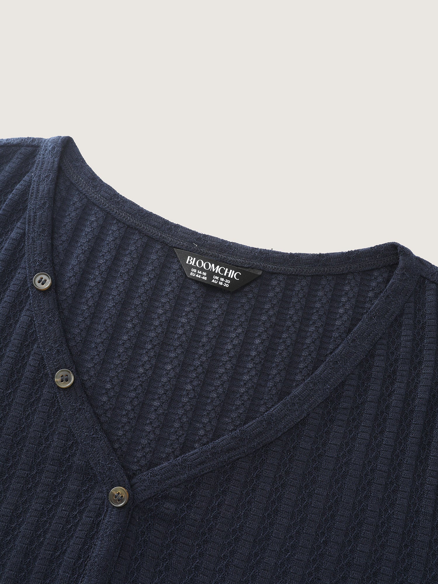 Waffle Textured Lotuf Leaf Hem Knit Top - Image 6