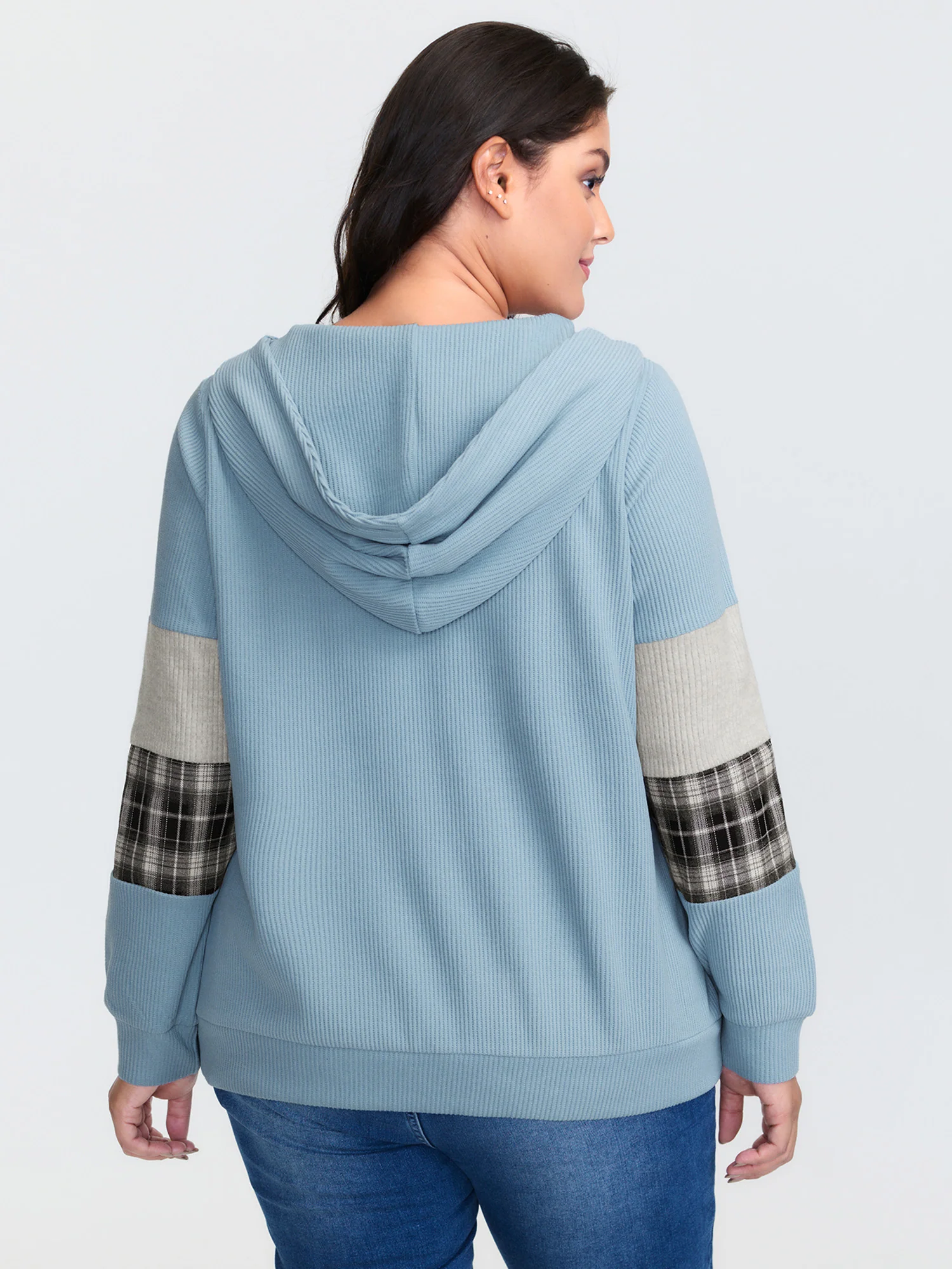 Waffle Weave Color Contrast Hoodie - Image 4