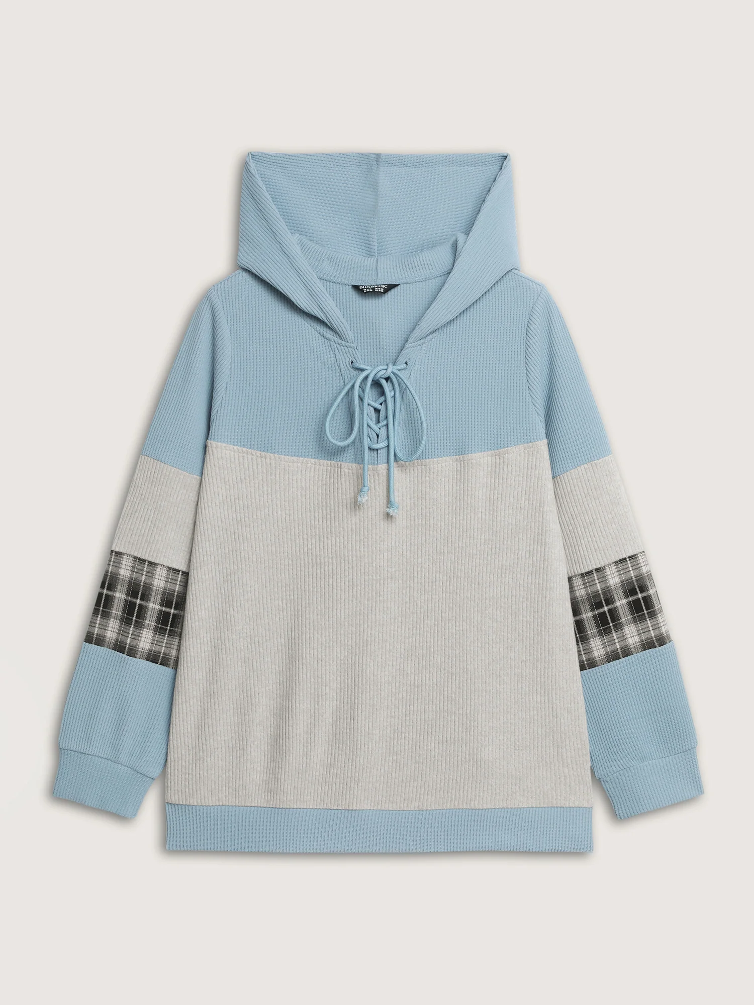 Waffle Weave Color Contrast Hoodie - Image 7