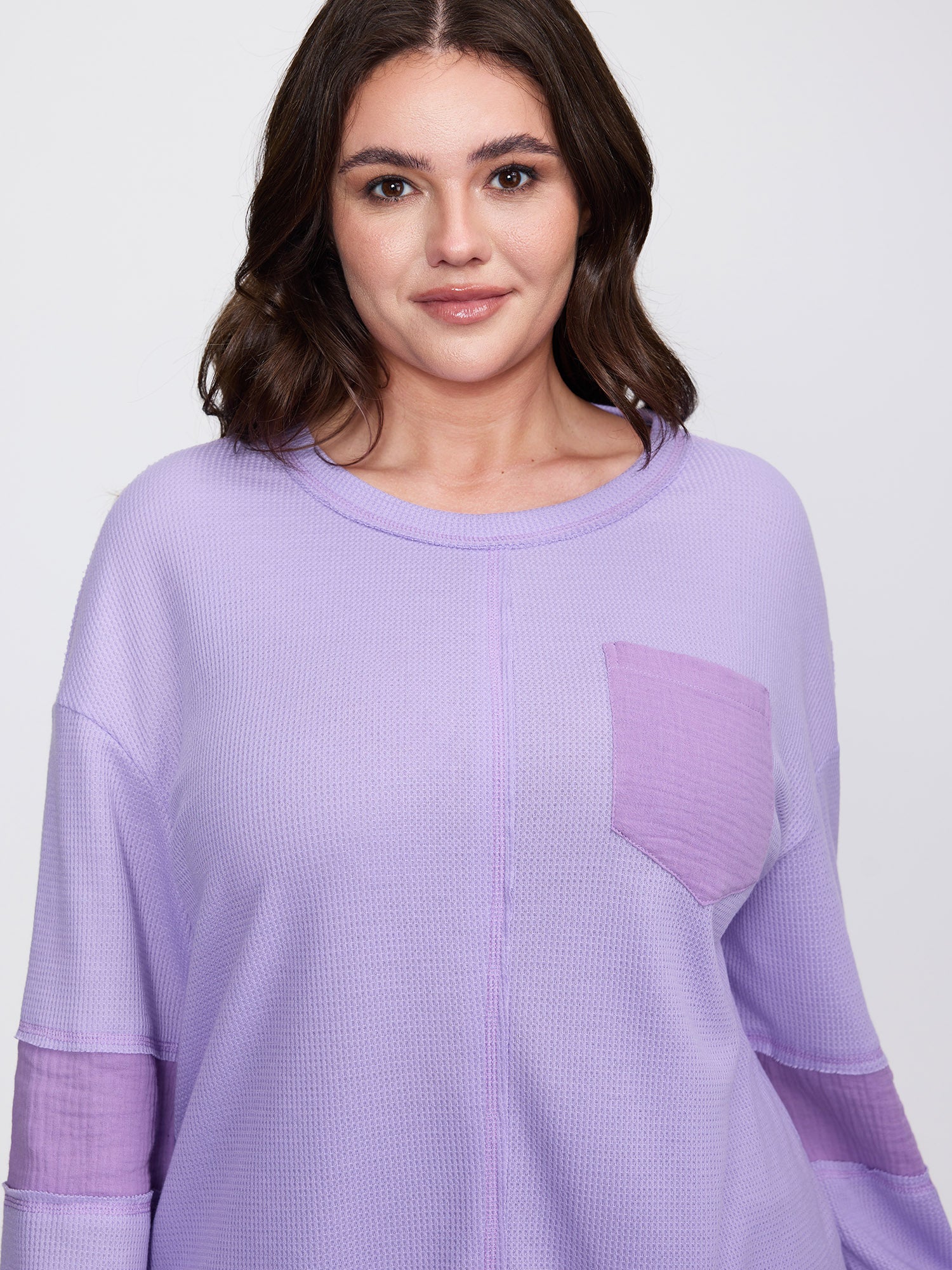 Waffle Weave Color Patchwork T-Shirt - Image 2