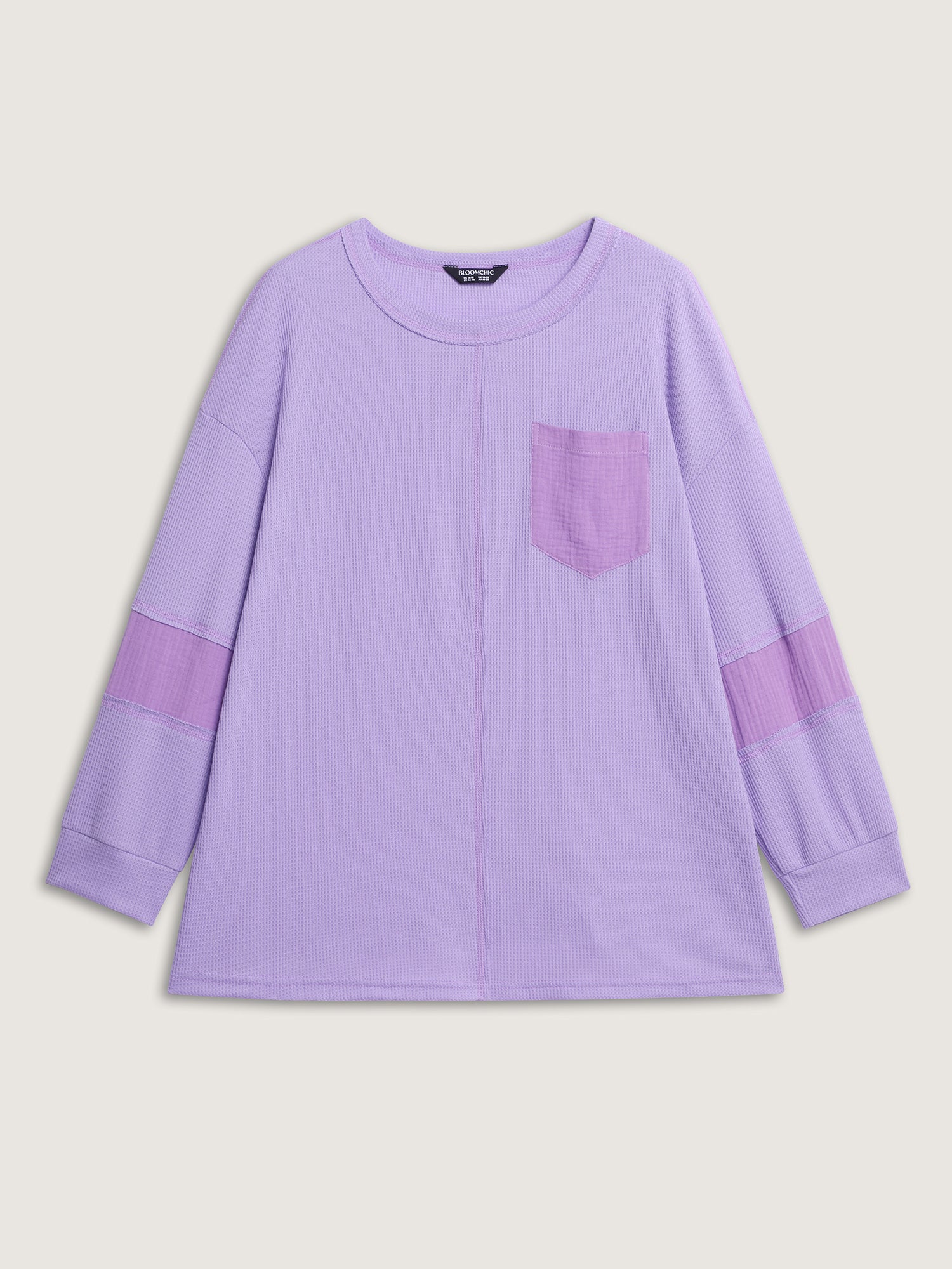 Waffle Weave Color Patchwork T-Shirt - Image 7