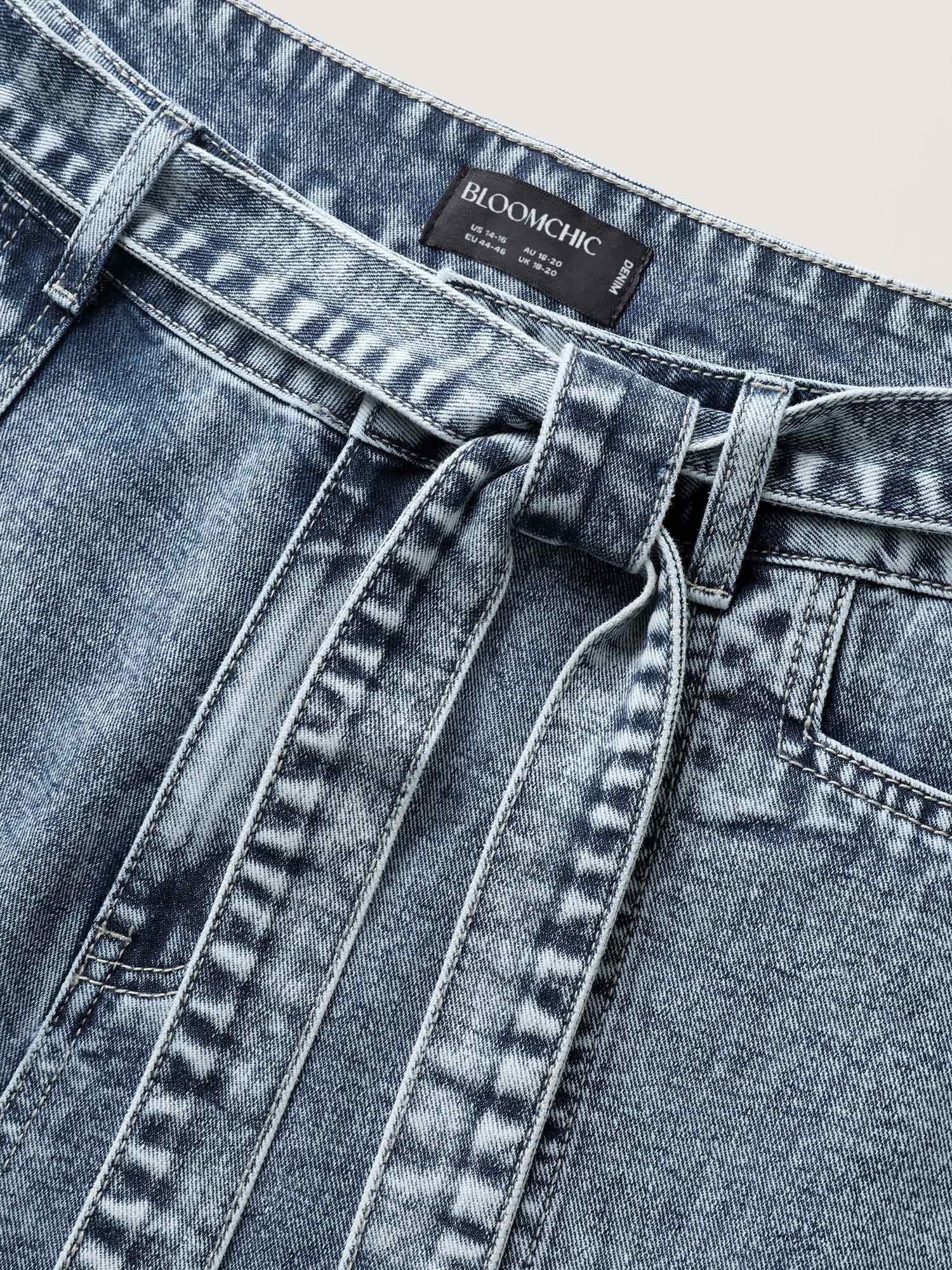 Waist Belted Pockets Boyfriend Jeans - Image 5