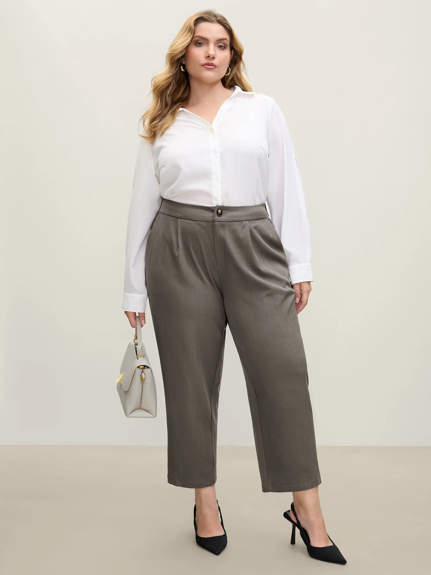 Waist-Cinched Spliced Straight-Leg Pants - Image 2