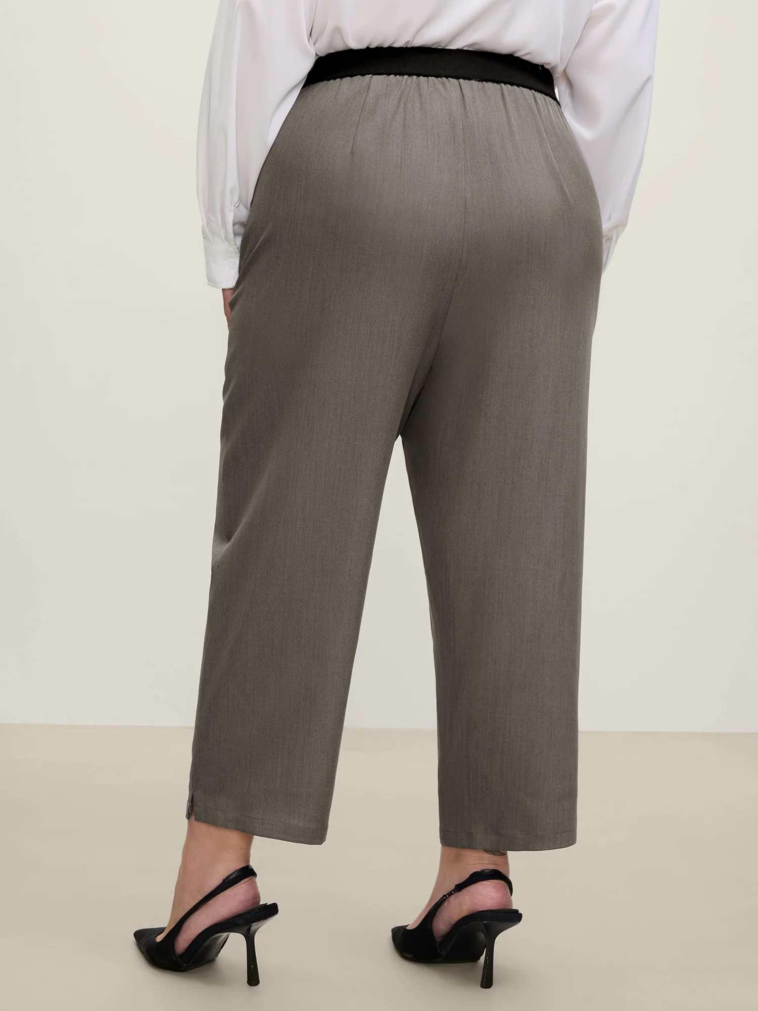 Waist-Cinched Spliced Straight-Leg Pants - Image 4