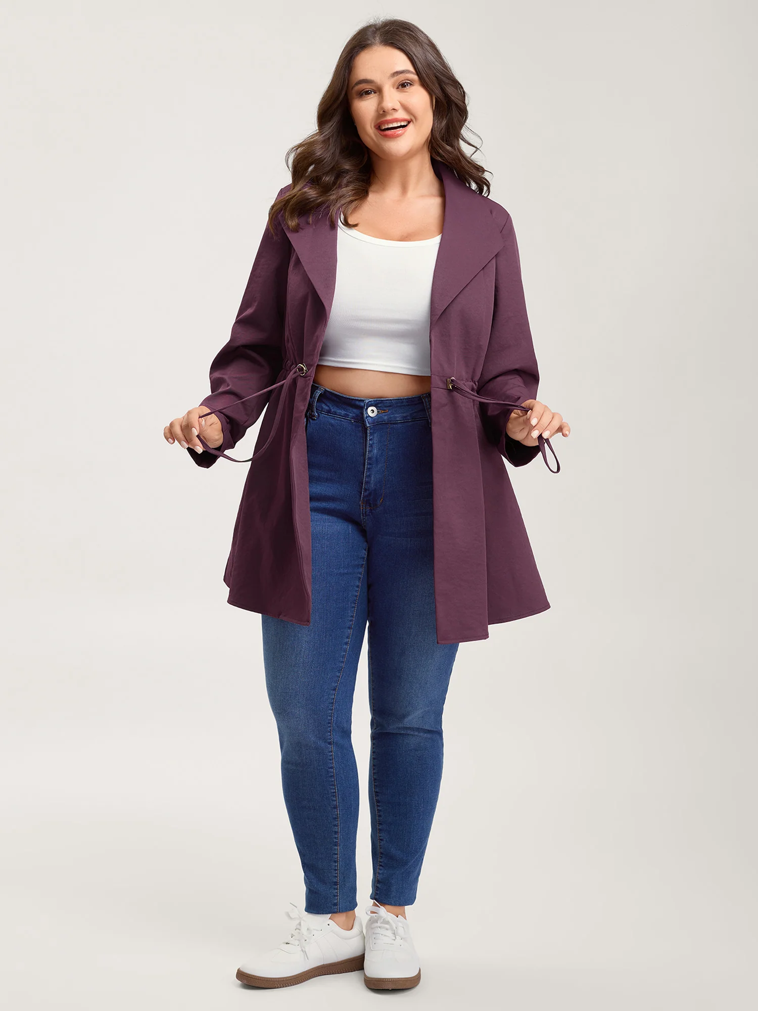 Waist-Defining Drawstring Pockets Jacket - Image 3