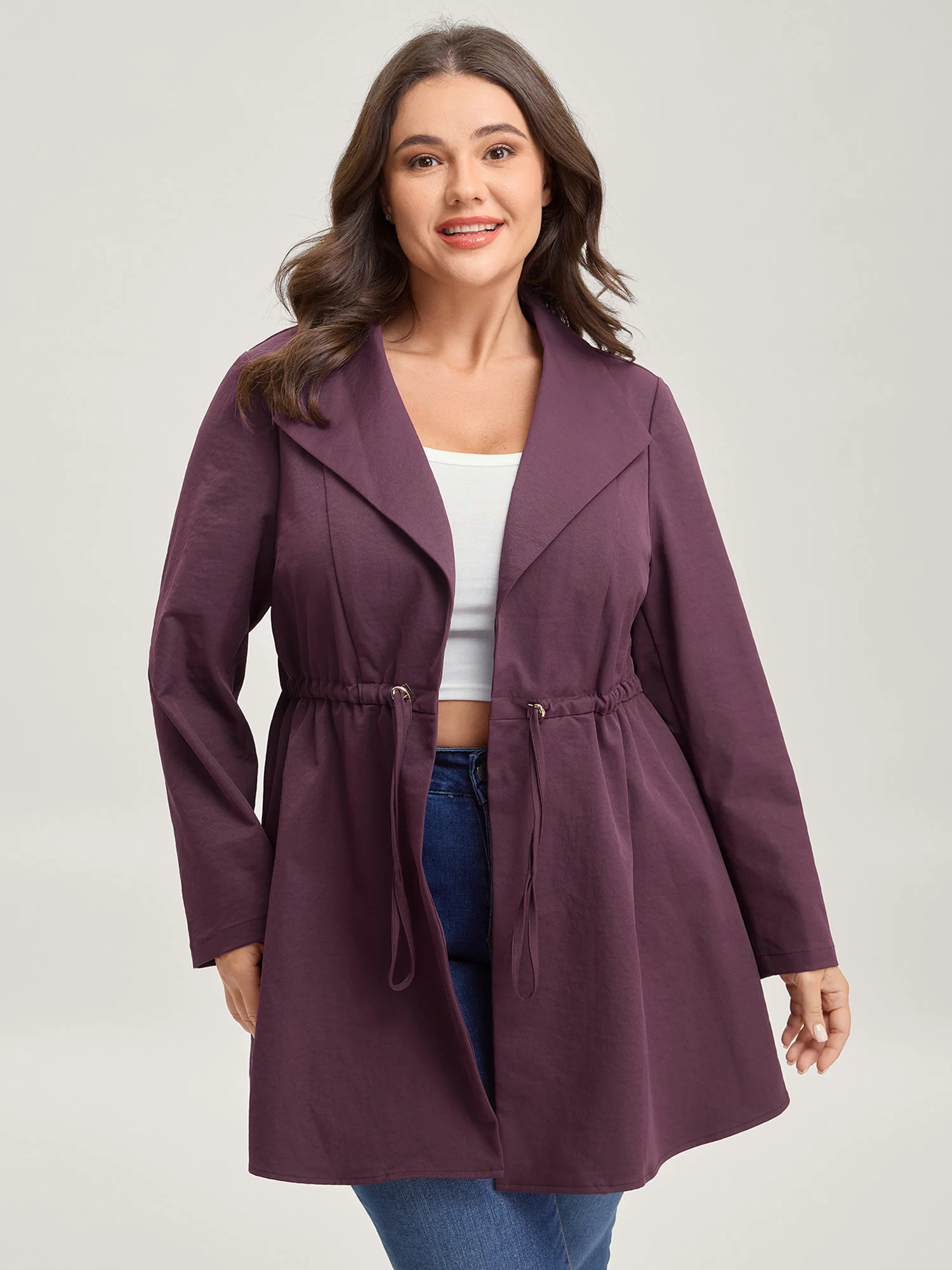Waist-Defining Drawstring Pockets Jacket - Image 4