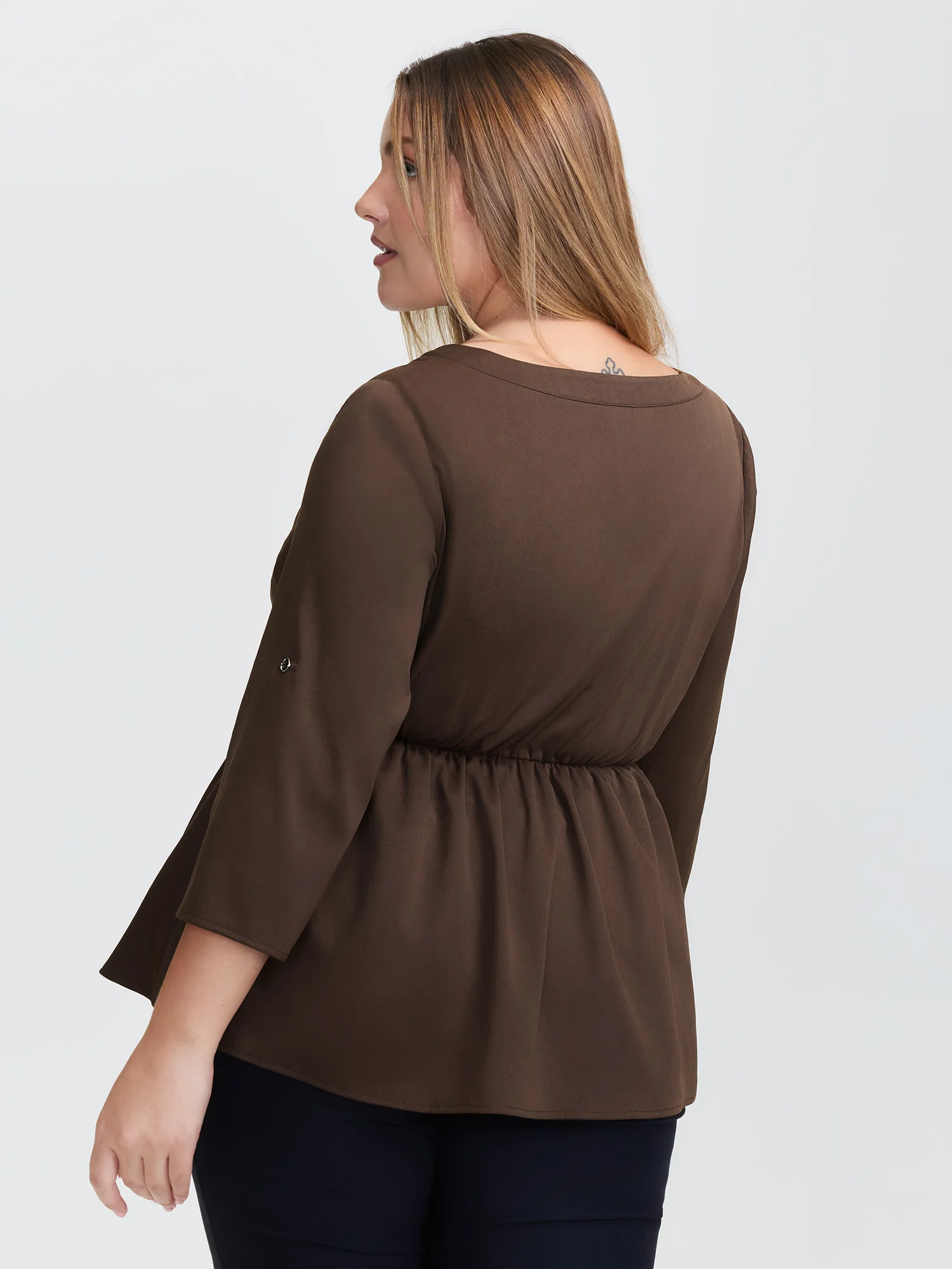 Waist Defining Tab Sleeve Blouse - Image 4