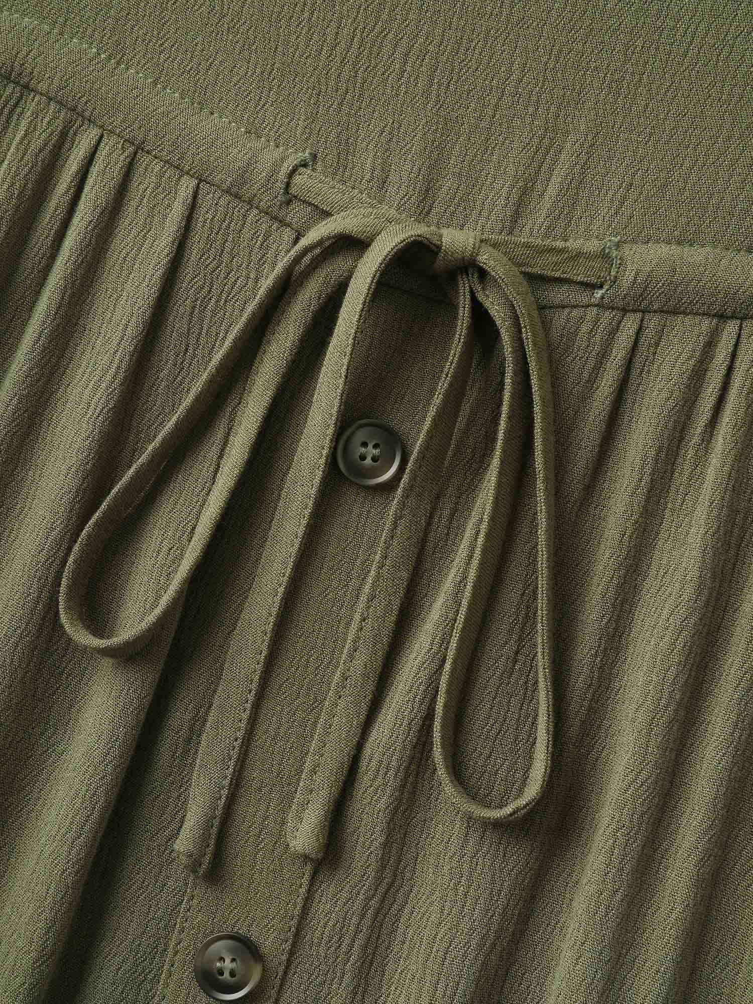 Waist-Defining Tie Ruffled Sleeve Maxi Dress - Image 5