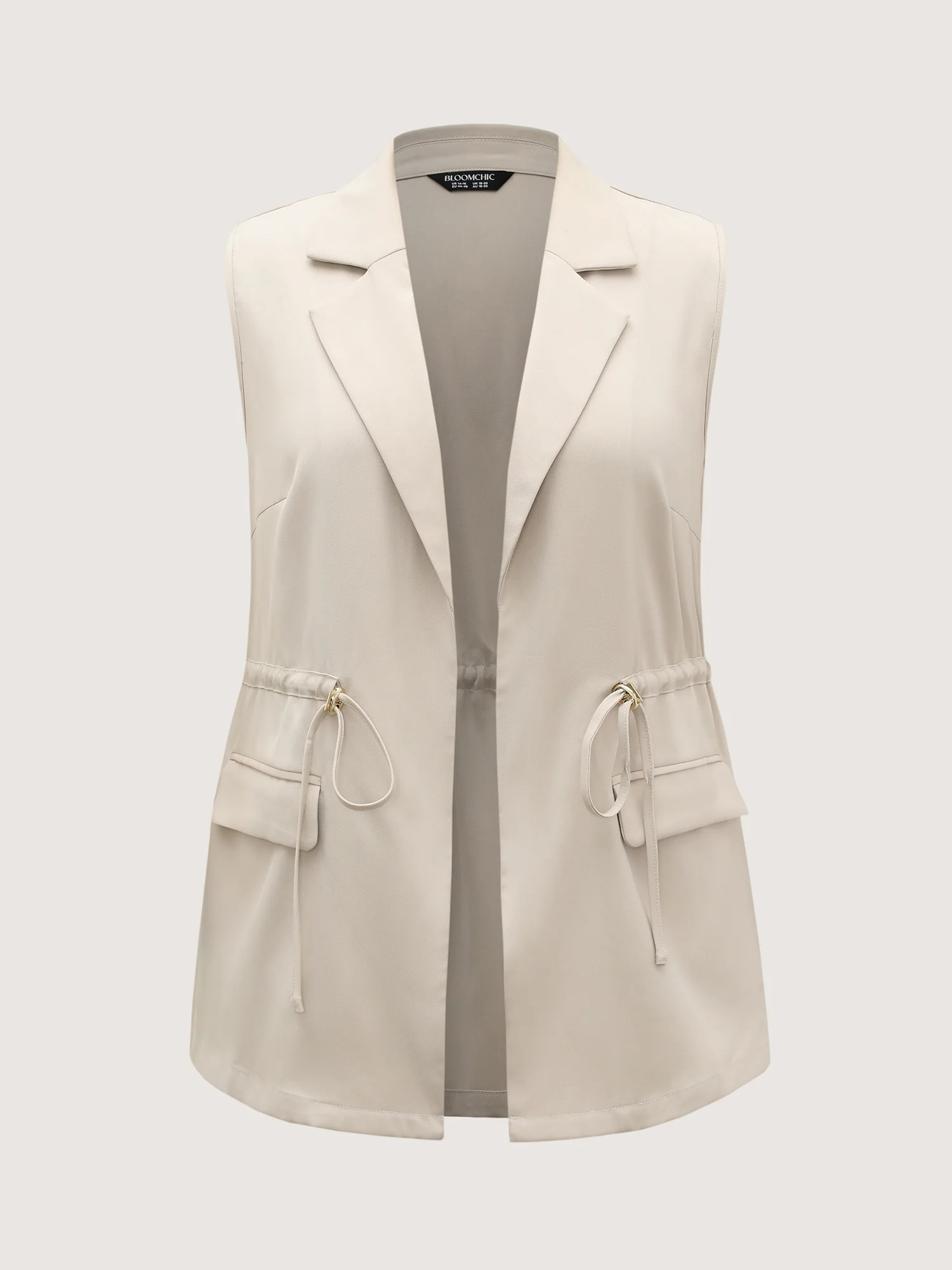 Waist Drawstring Patch Pockets Vest - Image 7