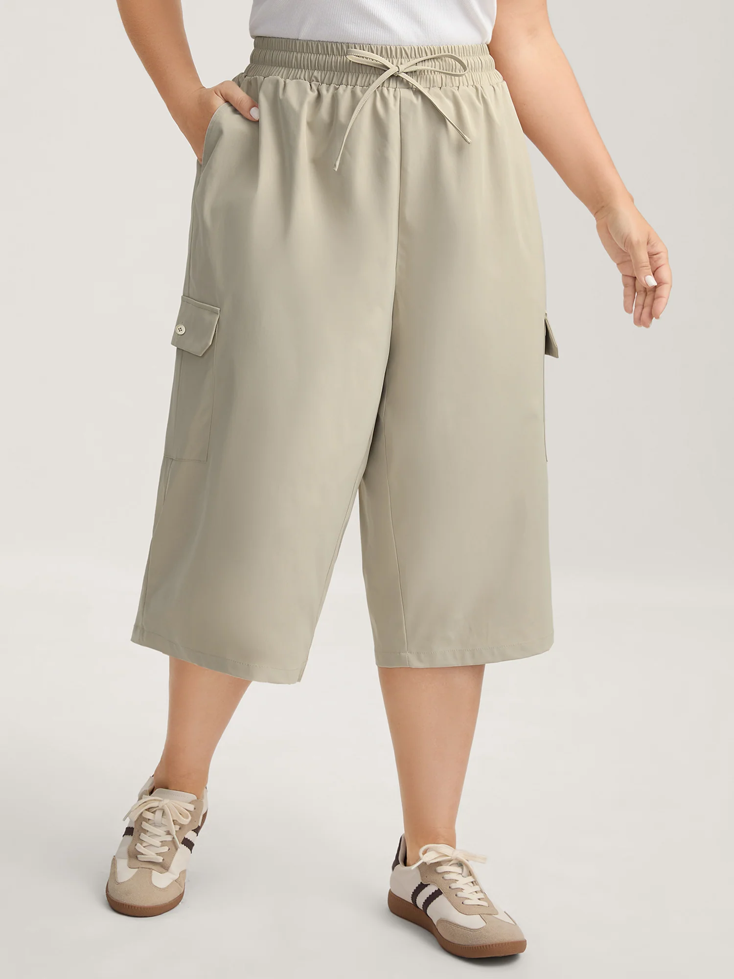 Waist Drawstring Pockets Straight-Leg Pants