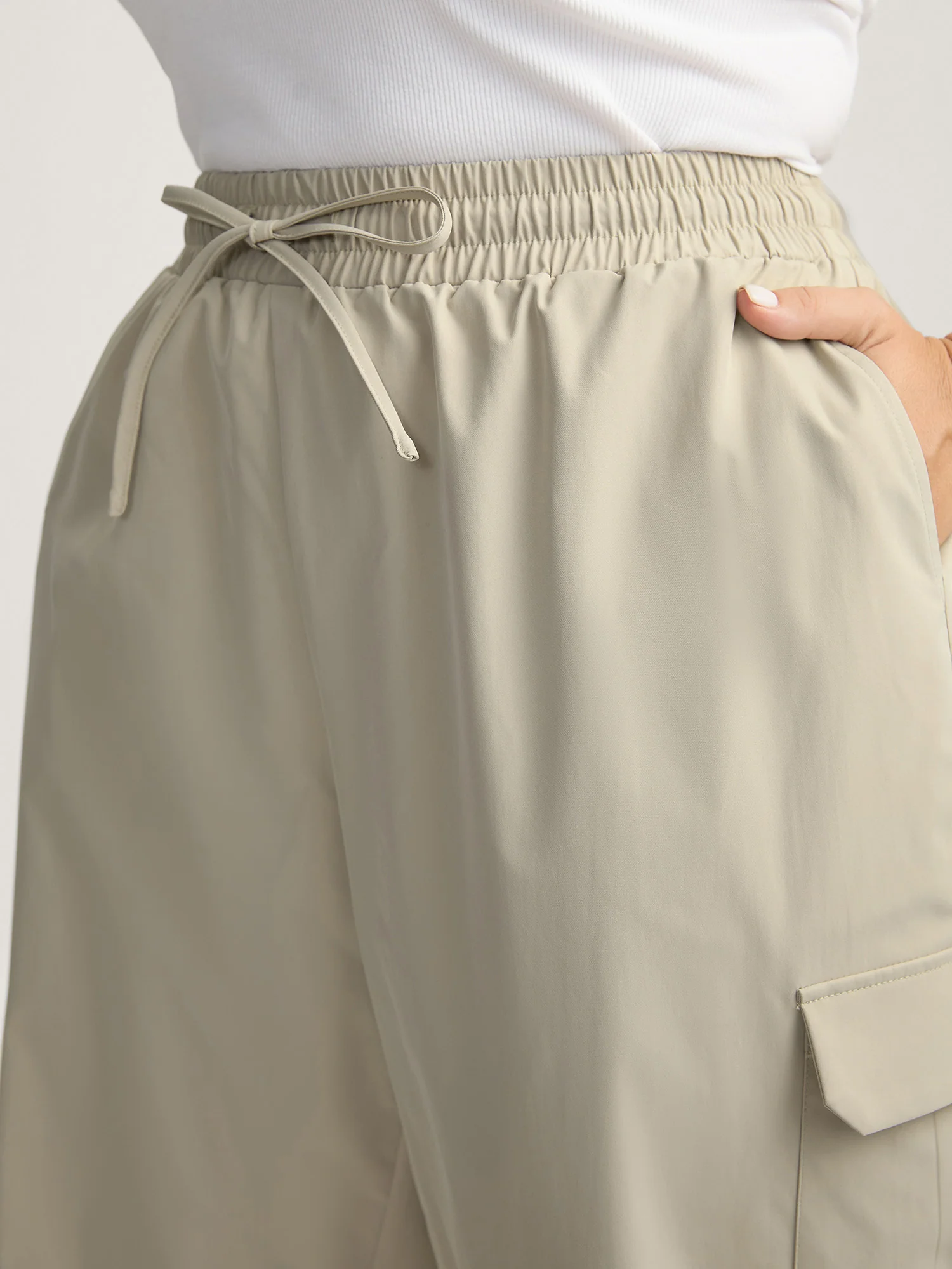 Waist Drawstring Pockets Straight-Leg Pants - Image 3