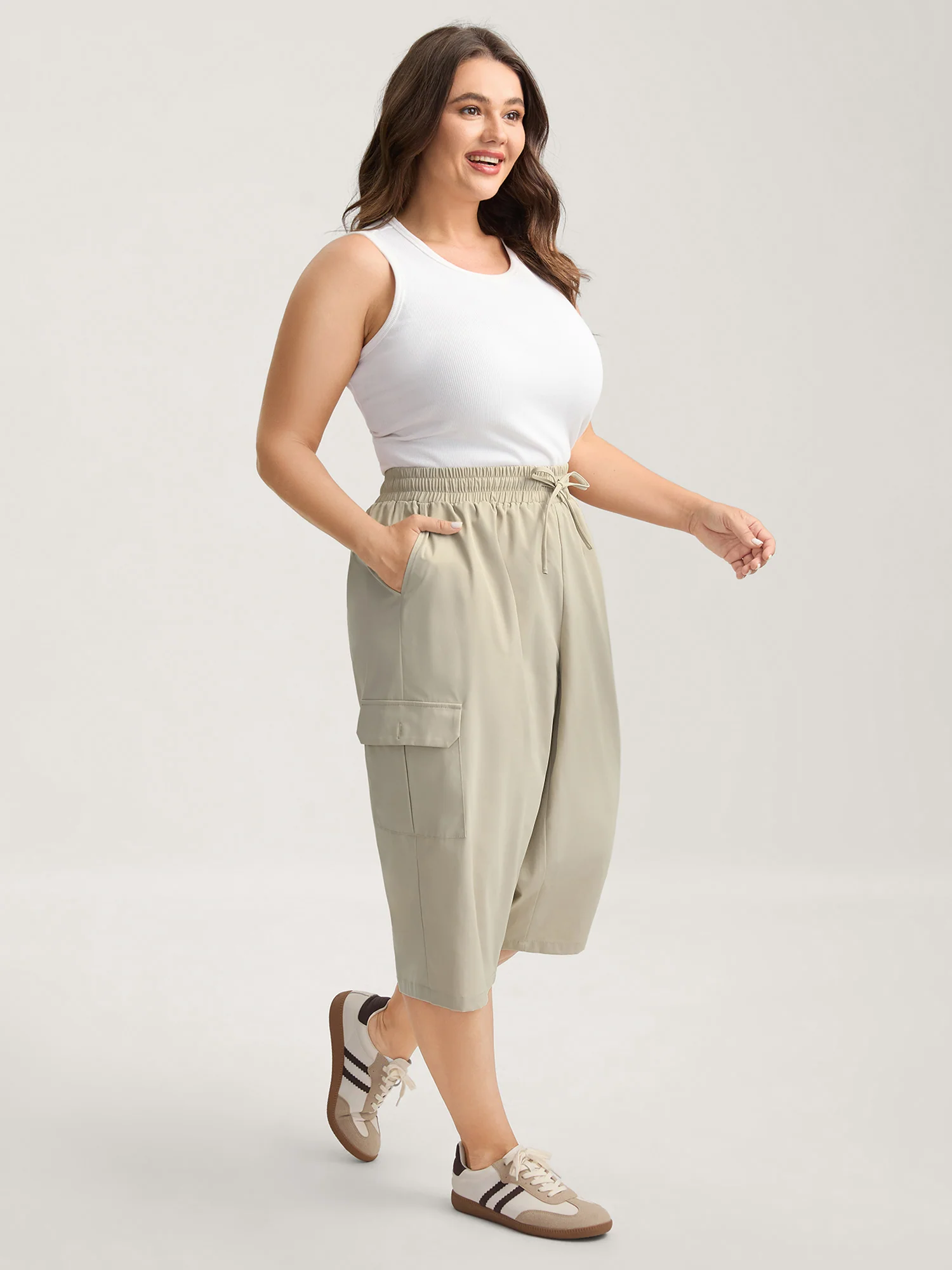Waist Drawstring Pockets Straight-Leg Pants - Image 5