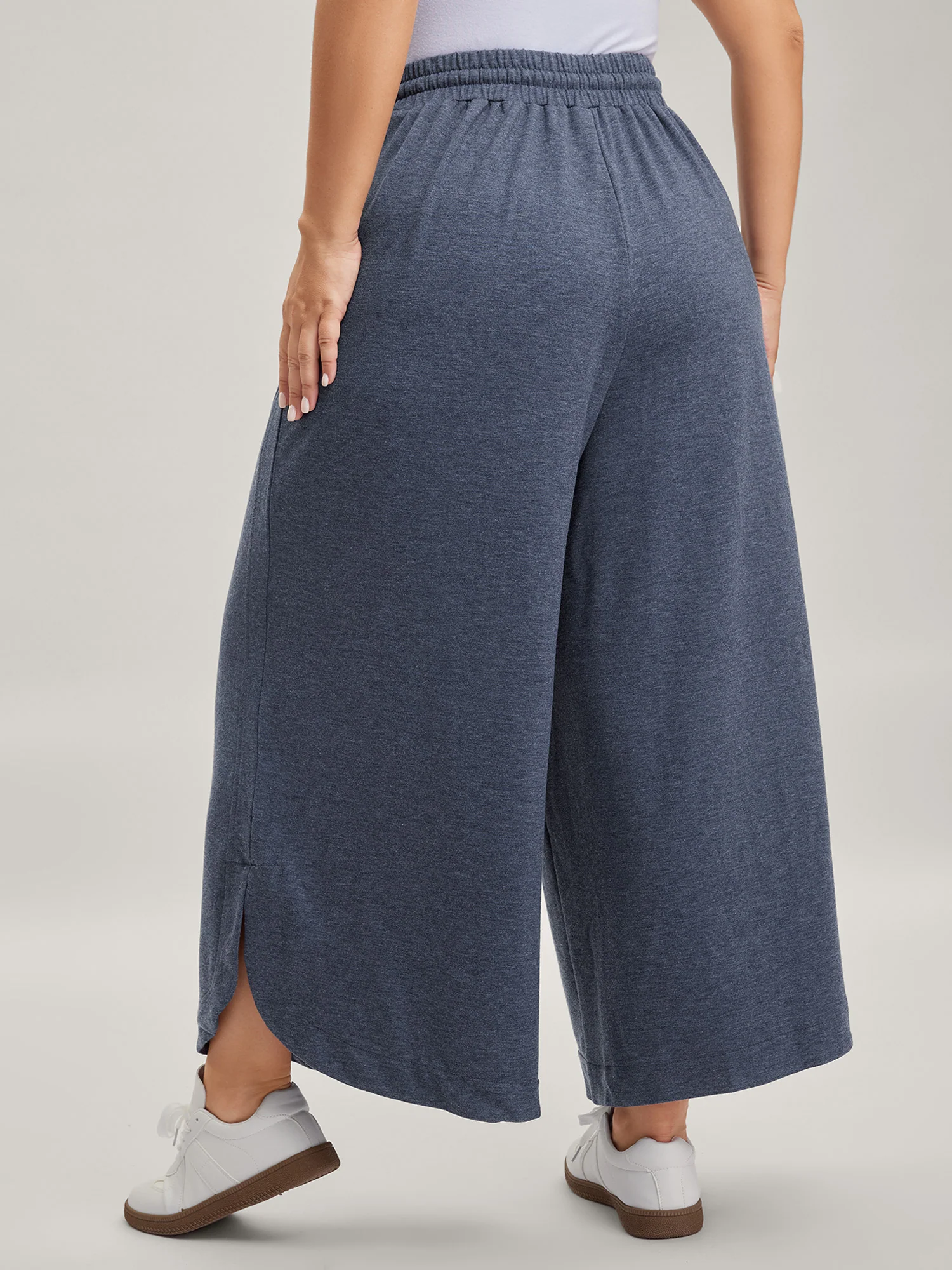 Waist Drawstring Split Hem Wide-Leg Pants - Image 6