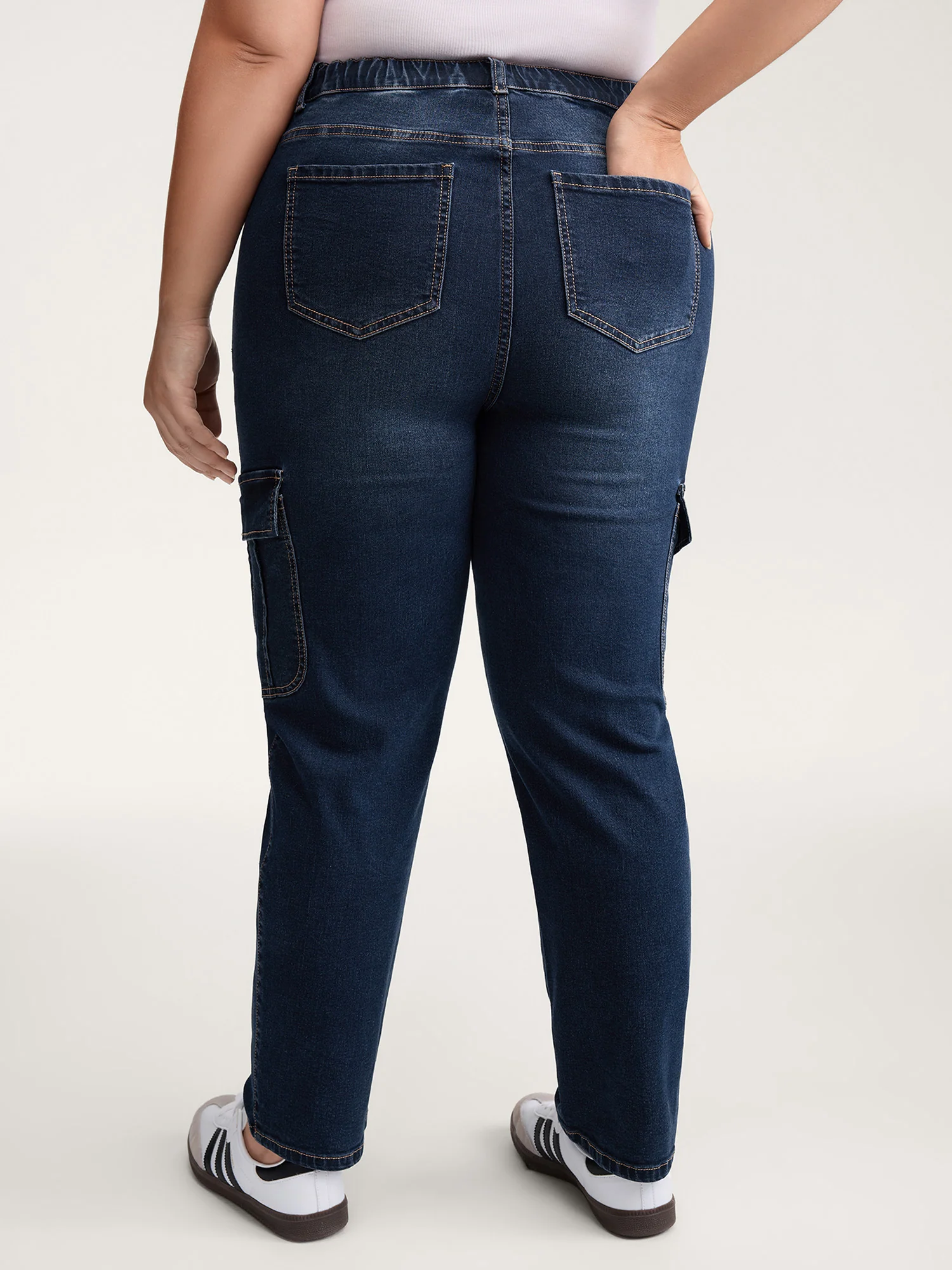 Drawstring Straight-Leg Cargo Jeans - Image 4