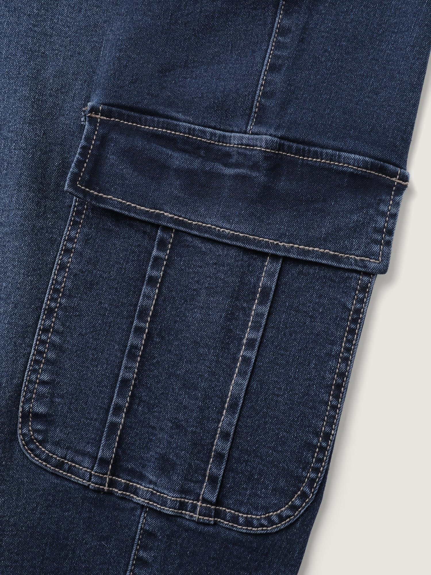 Drawstring Straight-Leg Cargo Jeans - Image 5