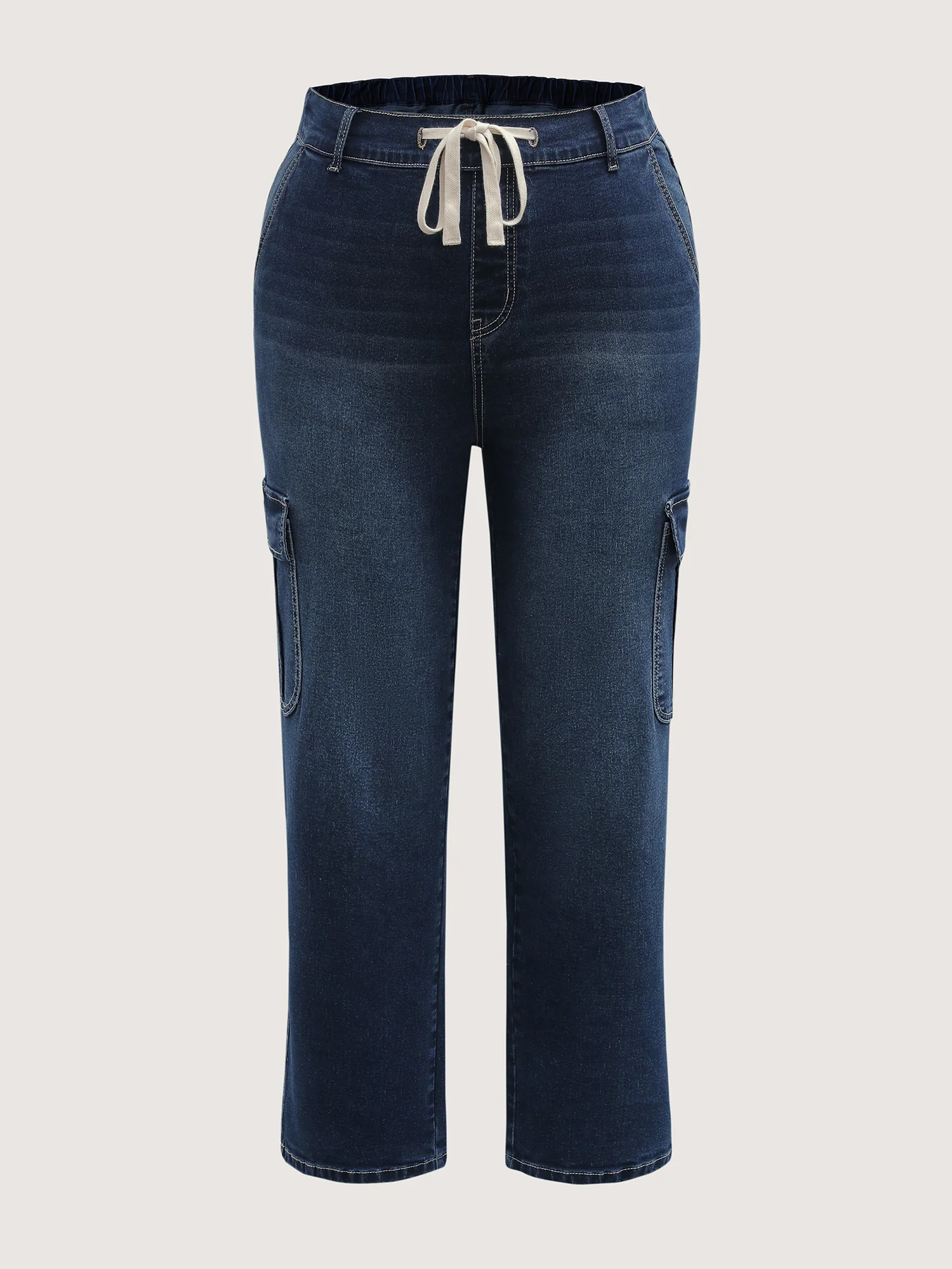 Drawstring Straight-Leg Cargo Jeans - Image 7