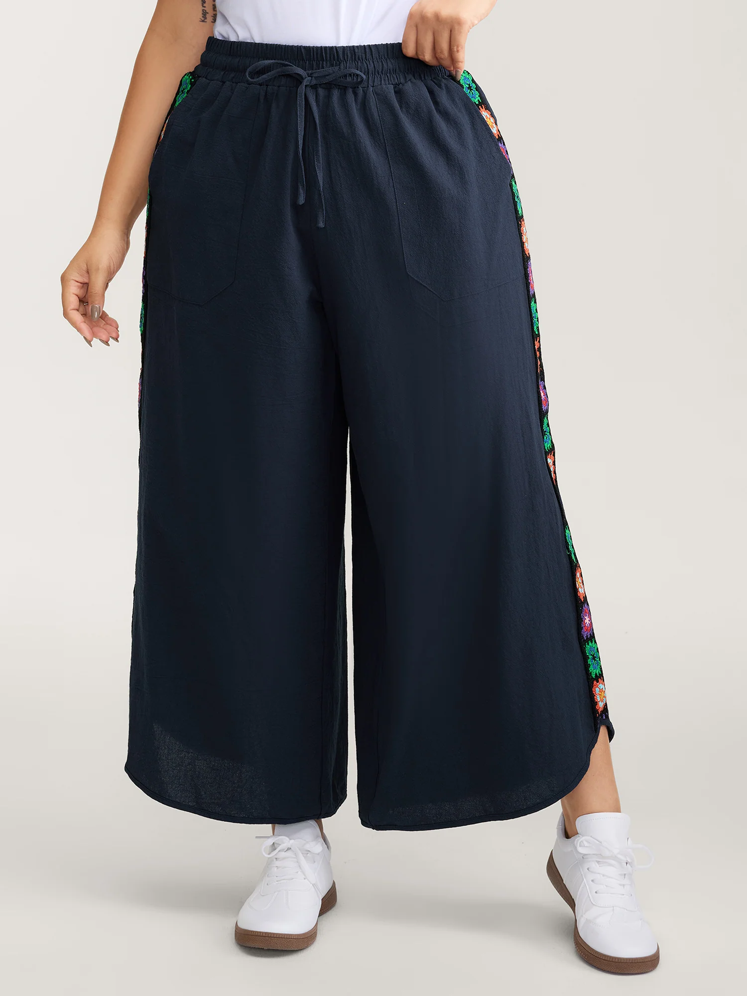 Waist Drawstring Wide-Leg Pants
